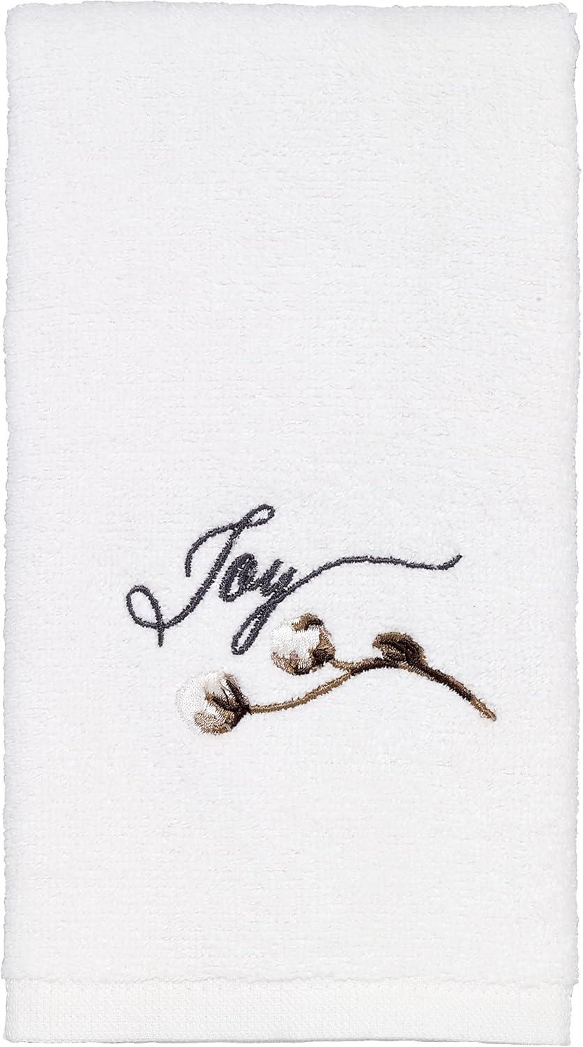 White Cotton Embroidered Joy Hand Towel Set