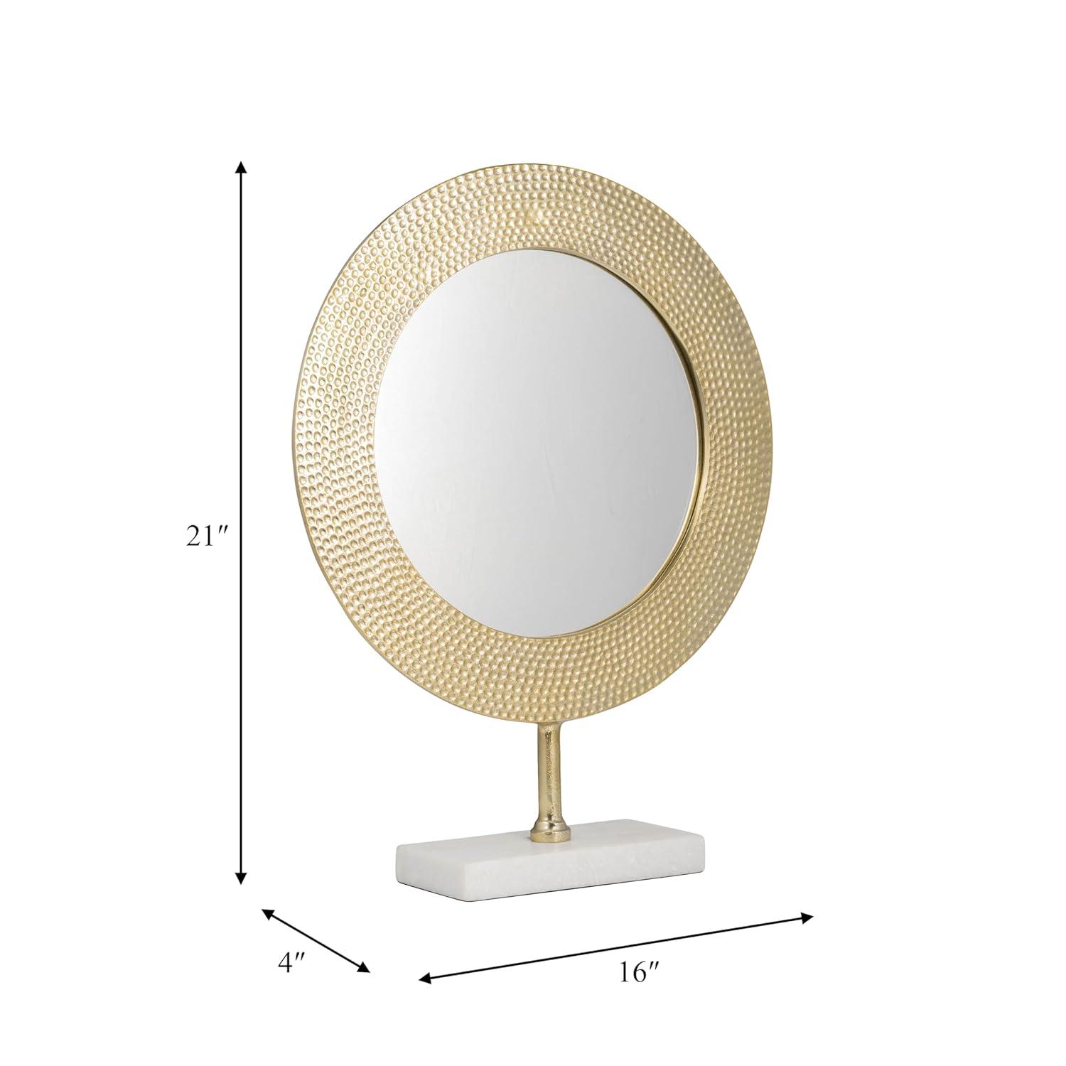 Sagebrook Home Metal 21" Hammered Mirror On Stand, Gold