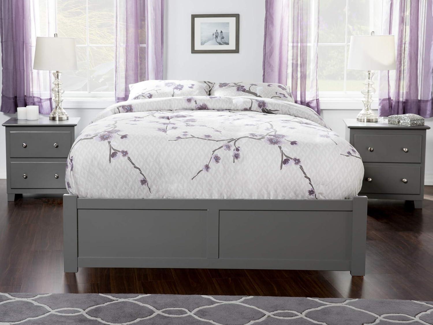 AFI Concord Queen Platform Solid Wood Panel Bed with Trundle in Grey