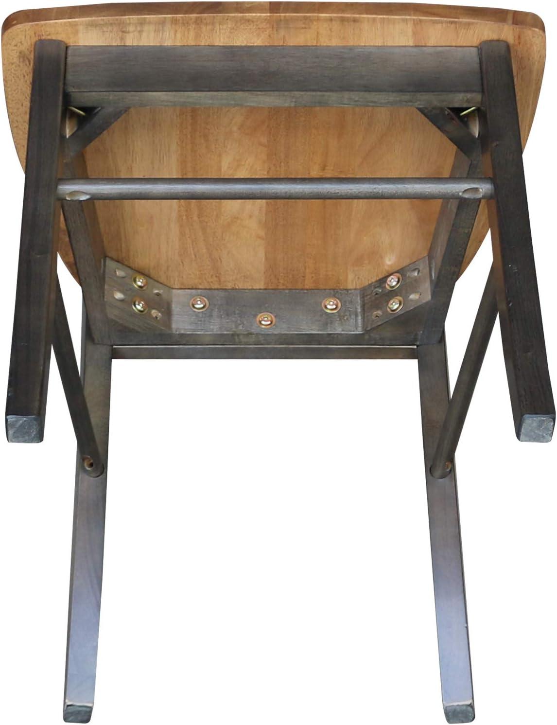 International Concepts Set of 2 X Back Chairs with Wood Seat Hickory Brown: Mid-Century Modern, Hardwood Frame