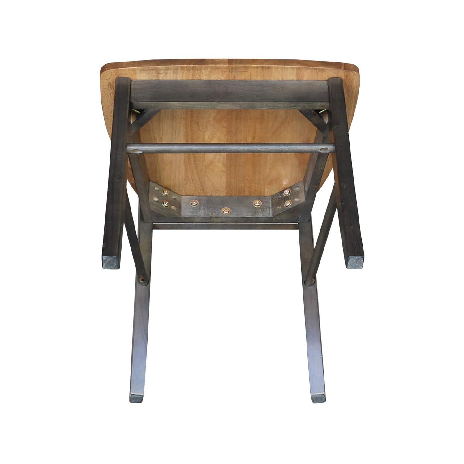 International Concepts Set of 2 X Back Chairs with Wood Seat Hickory Brown: Mid-Century Modern, Hardwood Frame
