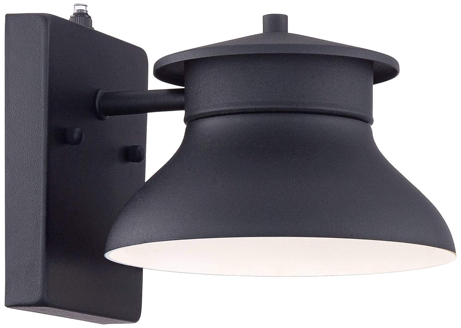 John Timberland Farmhouse Industrial Rustic Outdoor Barn Light Fixture Black LED Dusk to Dawn 6" for Exterior Deck House Porch Yard Patio Outside Roof
