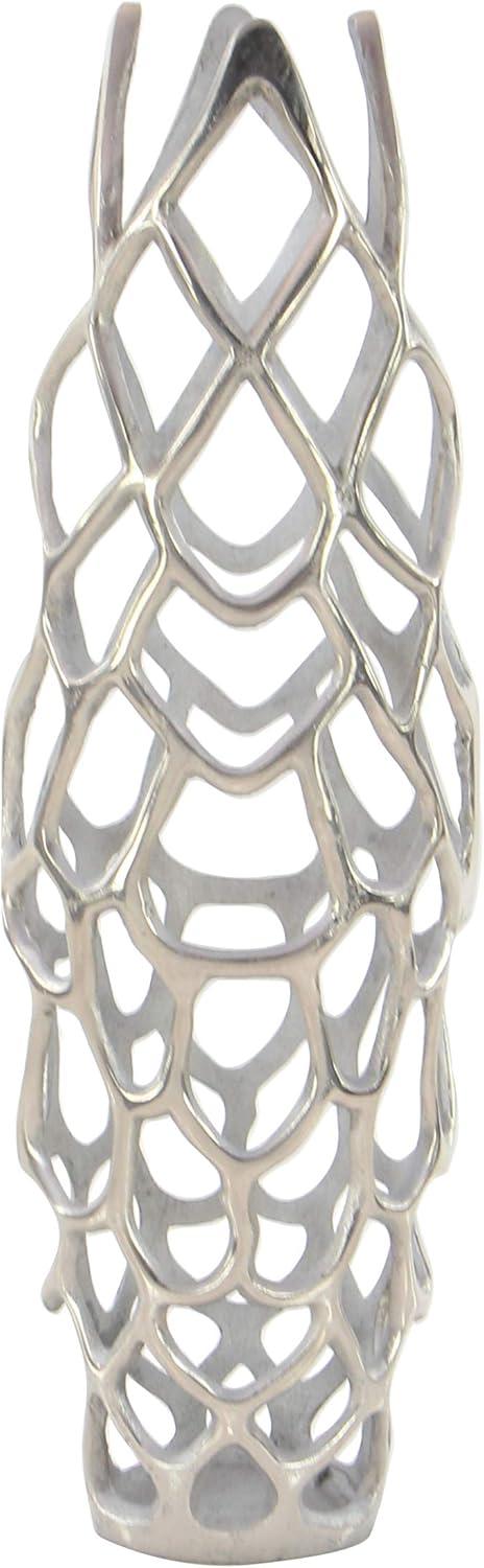 DecMode 26" Coral Silver Aluminum Vase