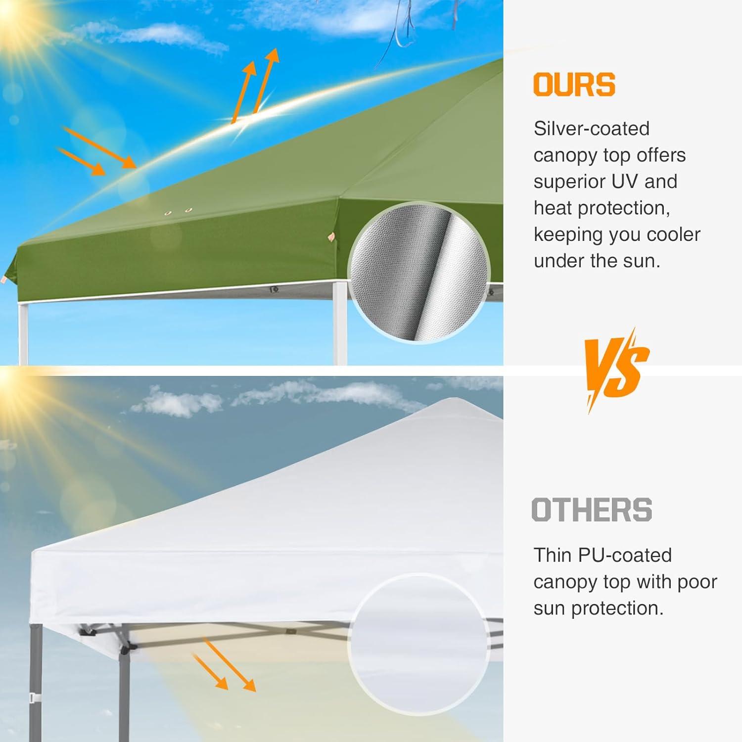 EAGLE PEAK Pop Up Canopies 10 Ft. W x 10 FT. D Metal Party Tent Canopy
