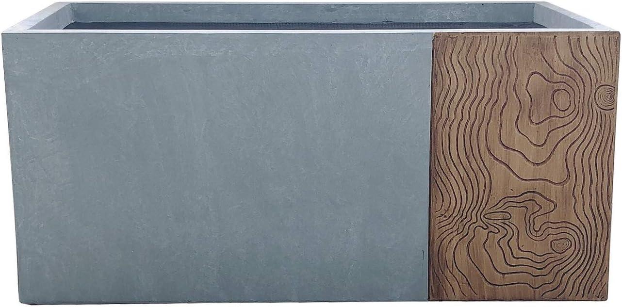 Timber Ridge Modern Concrete Rectangle Outdoor Planter, 23 Inch