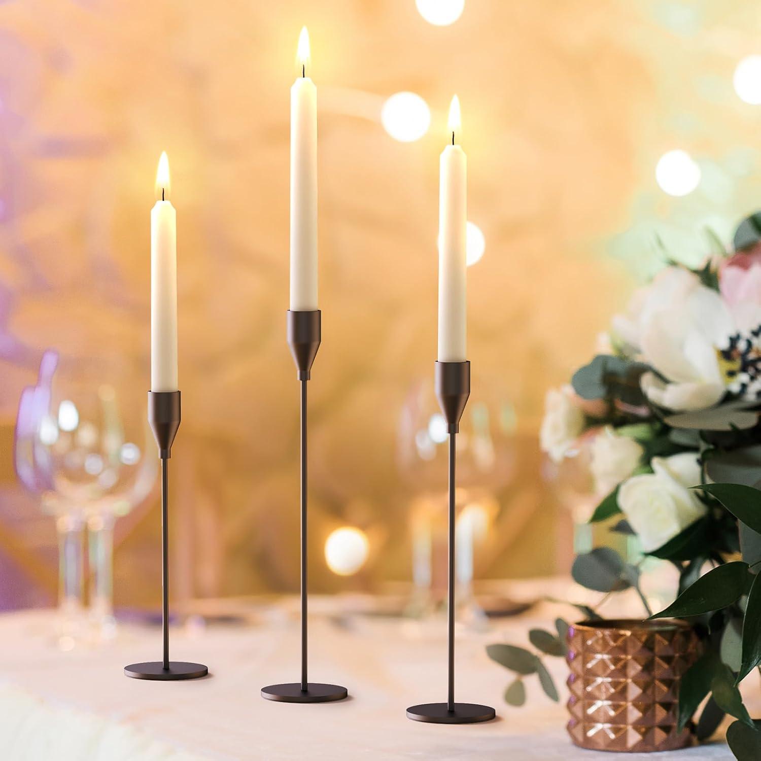 Taper Candlestick Holders Set of 6 | Decorative Candlestick Holders for Home Decor, Wedding, Dinning, Parties, Anniversary, Bathroom