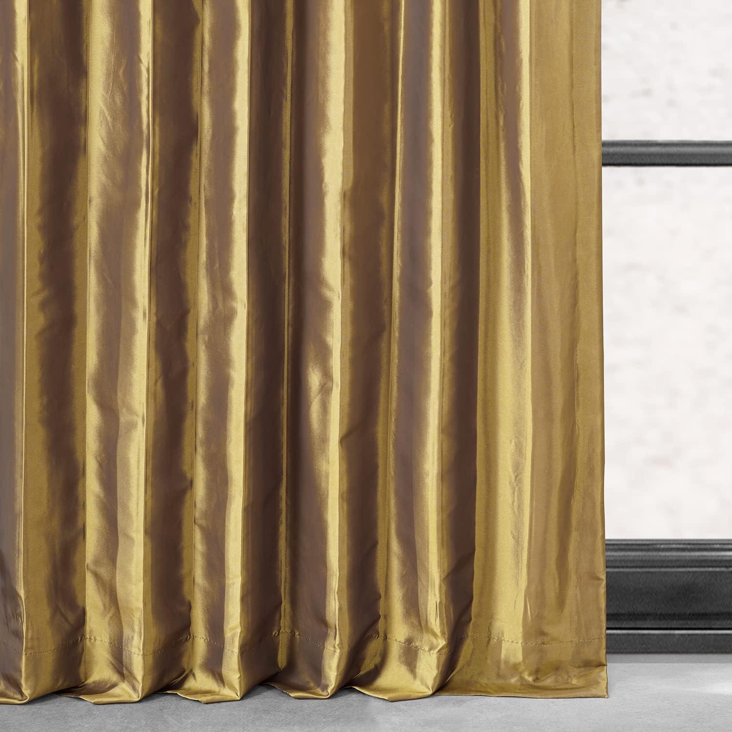 Golden Spice Faux Silk Blackout Curtain Panel 50" x 96"