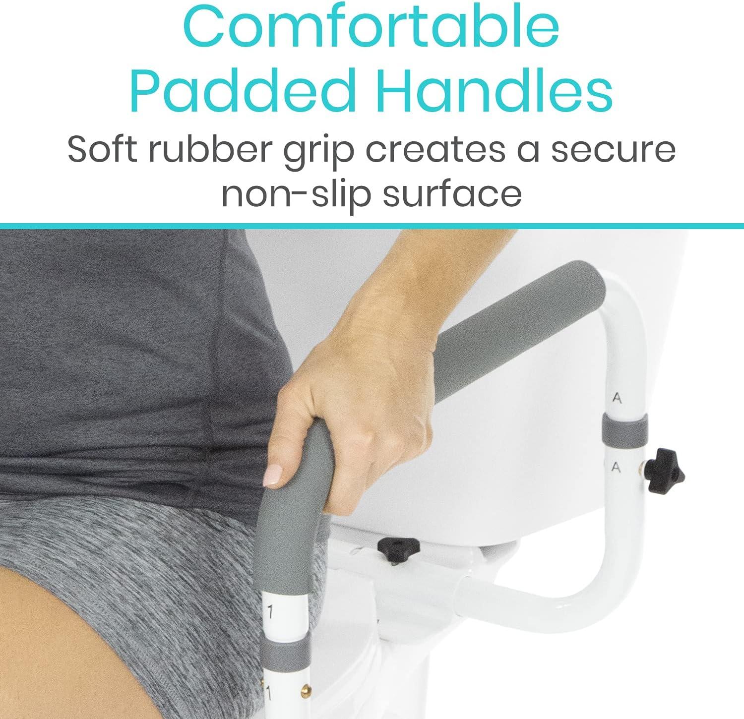 Vive Adjustable Compact Toilet Rail - Adjustable Grab Bar, Compact Support Frame with Handrail for Bathroom Toilet Seat, Weight Capacity 300lbs