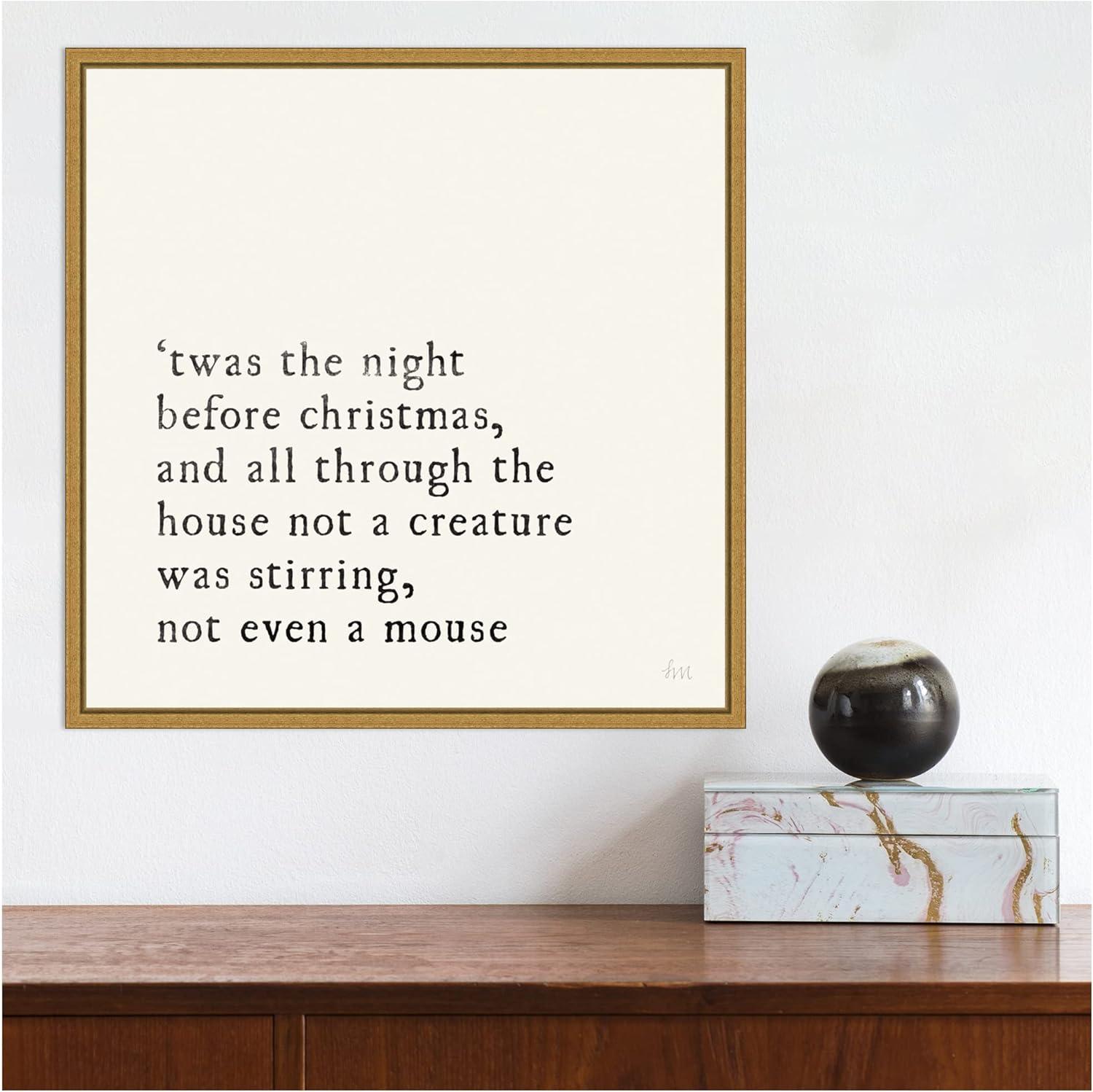 Cream and Black Christmas Quote Framed Canvas Print