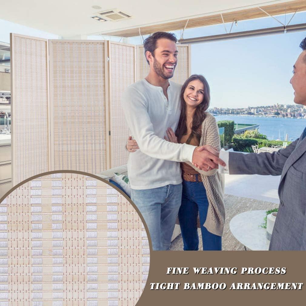 FDW Bamboo Room Divider Folding Privacy Wooden Screen 4 Panel 72 Inches High 17.7 Inches Wide Room Divider for Living Room Bedroom Study,Natural