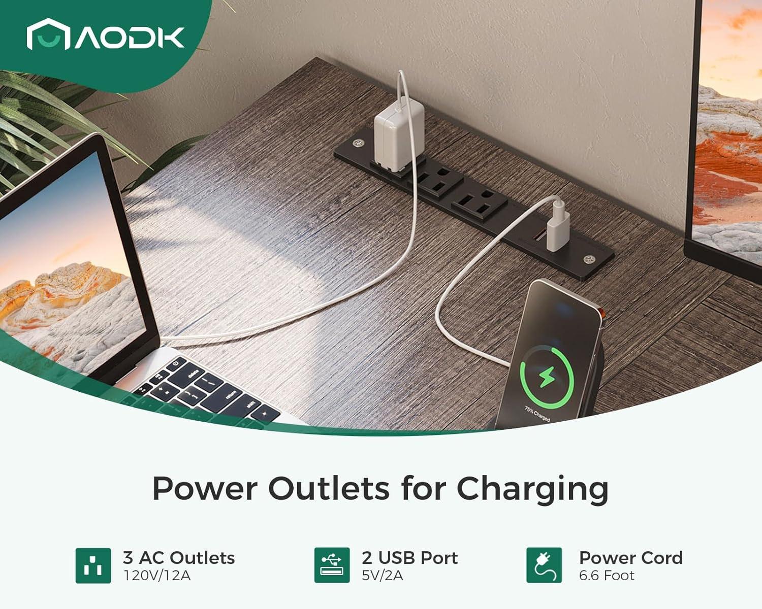 AODK L Shaped Desk with 4 Tier Drawers, 53" Reversible Gaming Desk with Power Outlets, L Shaped Computer Desk with USB Charging Port and Host Stand, Home Office Corner Desk, Easy to Assemble, Grey Oak