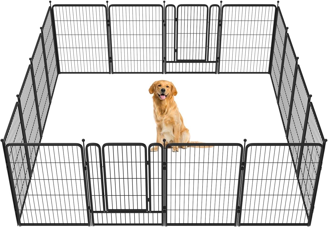 FXW Rollick Dog Playpen Outdoor, 16 Panels 40" Height Dog Fence Exercise Pen with Doors for Large/Medium/Small Dogs, Pet Puppy Playpen for RV, Camping, Yard