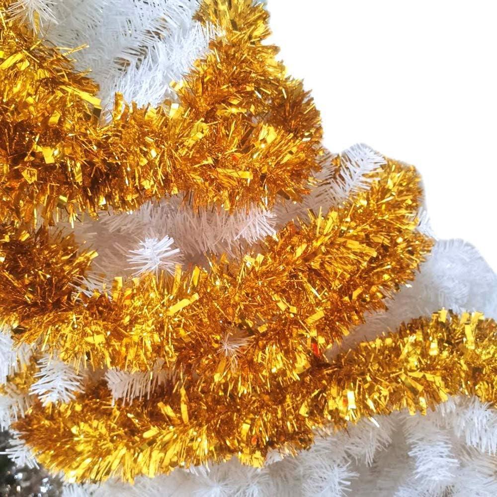 FINGOOO Gold Garland Christmas Decorations,33Ft/10M Thick Fluffy Christmas Tree Tinsel Garland Wedding Birthday Decor