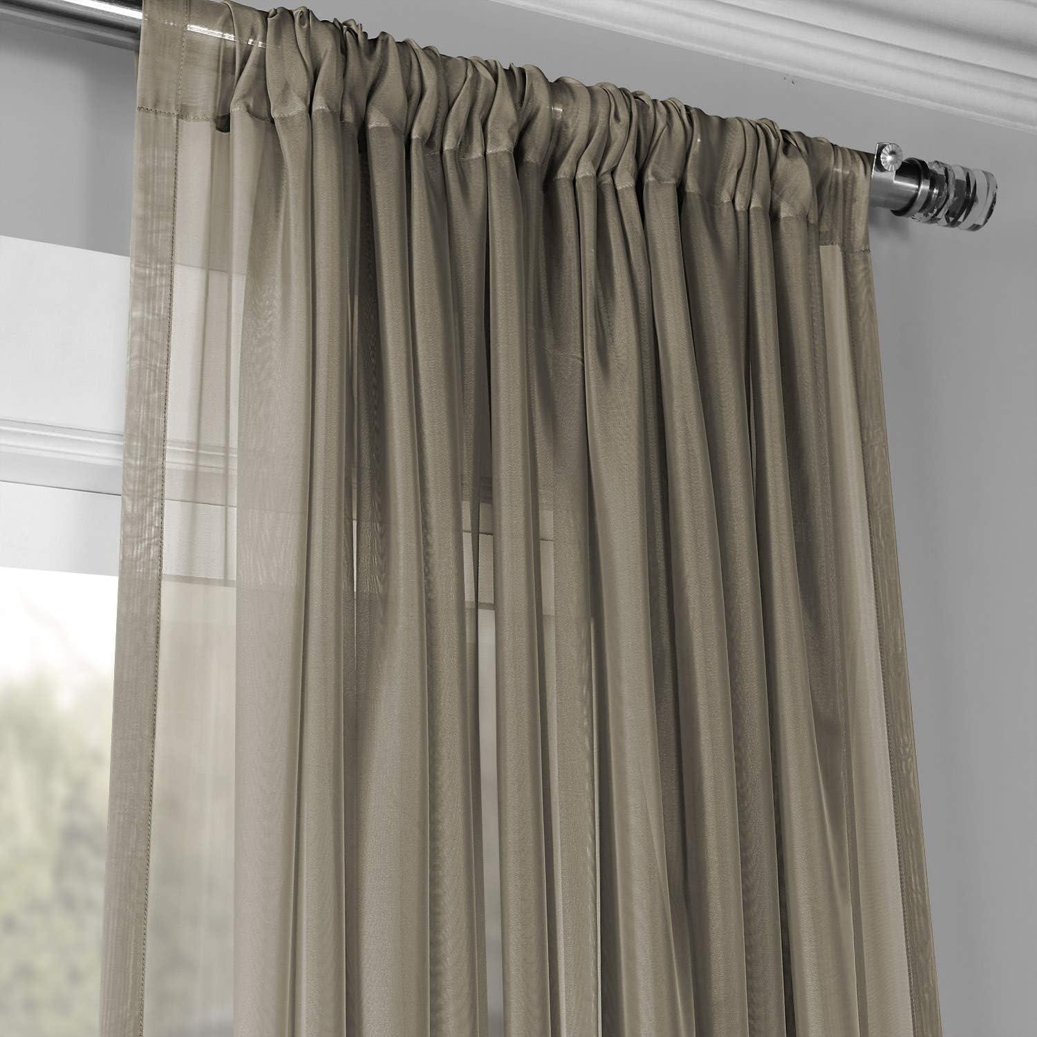 White Sheer Velvet Polyester Rod Pocket Curtain Panel