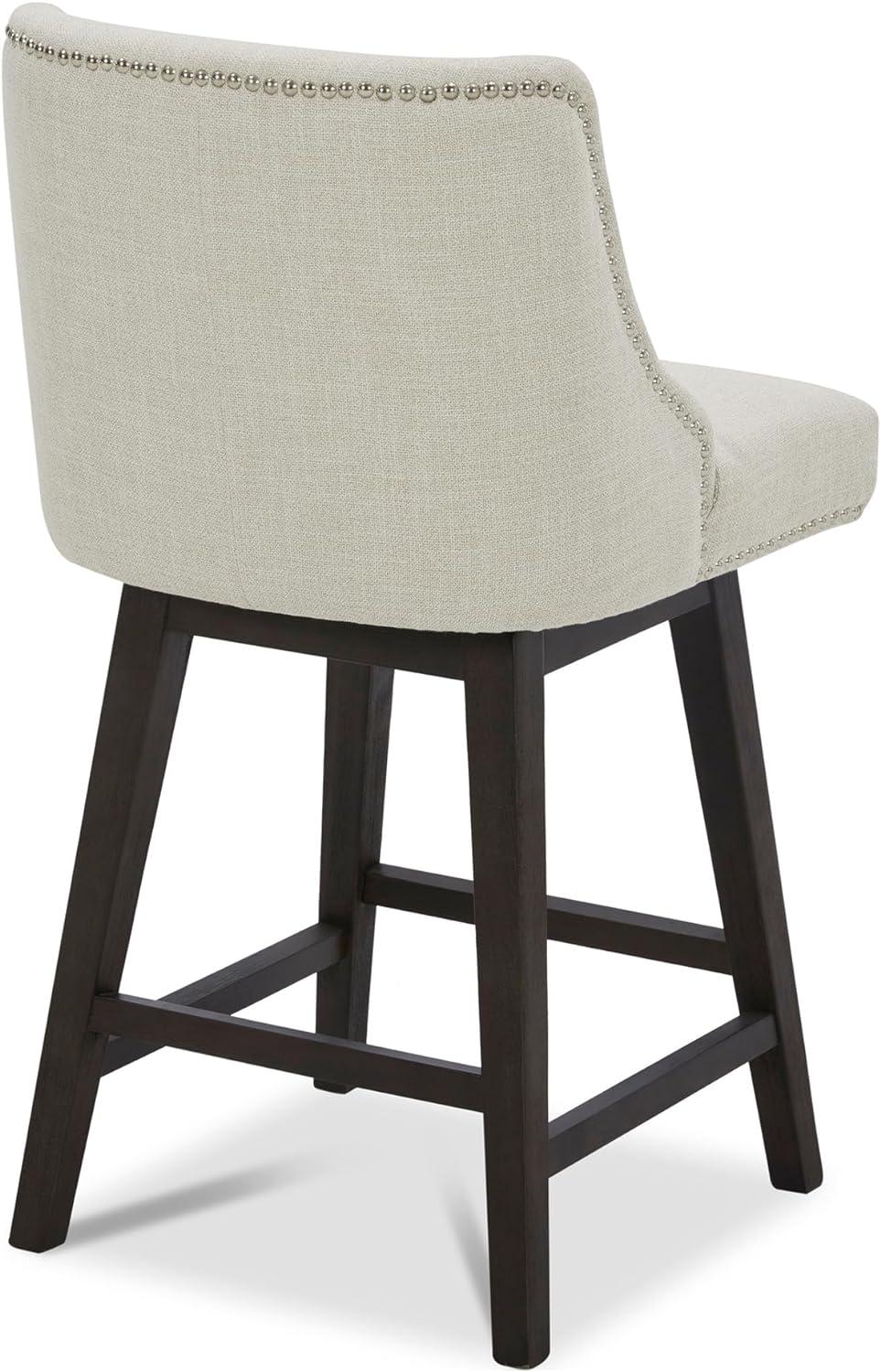 CHITA 26 inch Fabric Swivel Upholstered Counter Height Bar Stools with Full Back, Set of 2, Linen