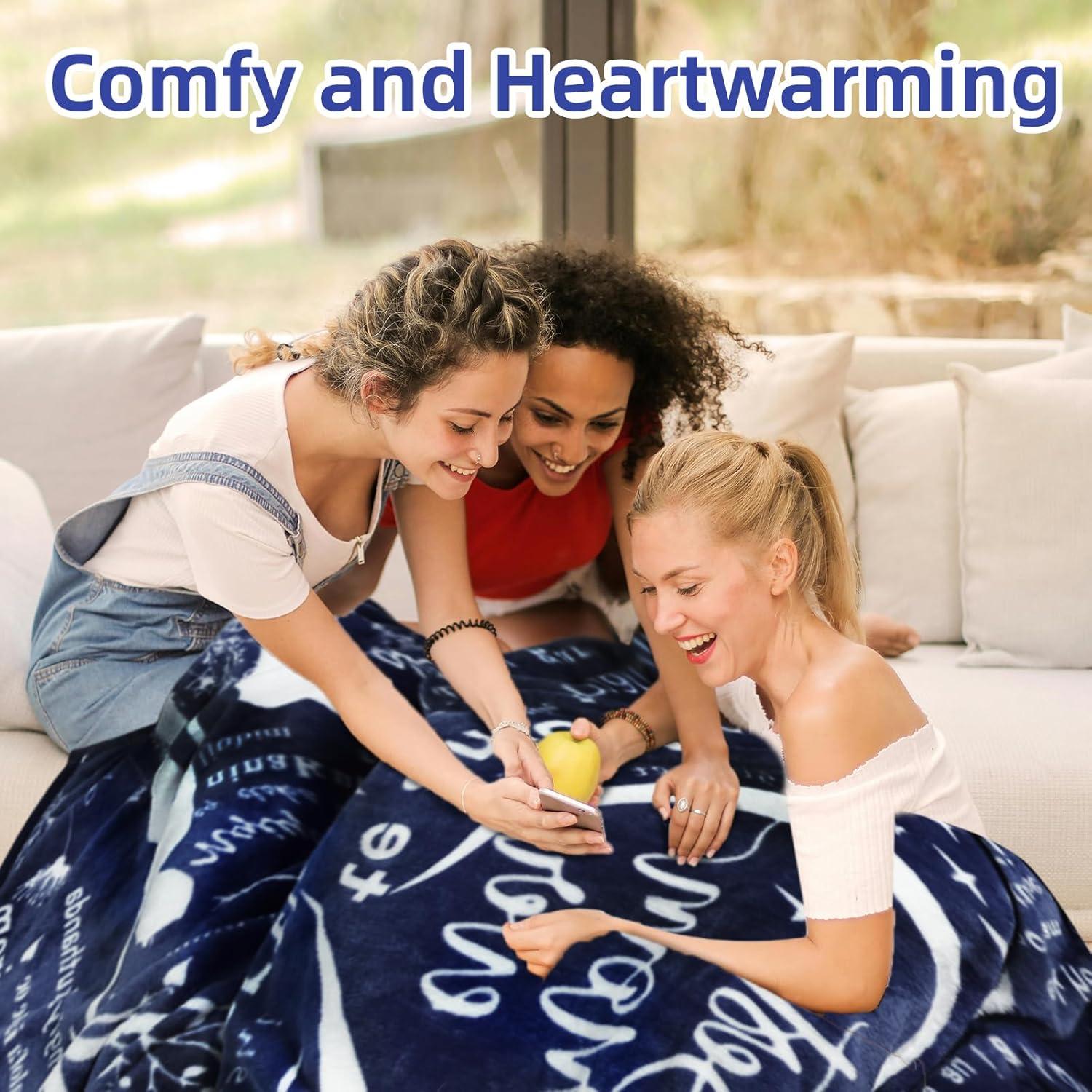 Gifts for Mom Wife Valentines Day Throw Blanket Gifts for Grandma, Best MOM Ever Surrounded by Heart Shape with 100 Languages I Love You Blanket, Mom Gifts Christmas Mother‘s Day 60''x70''