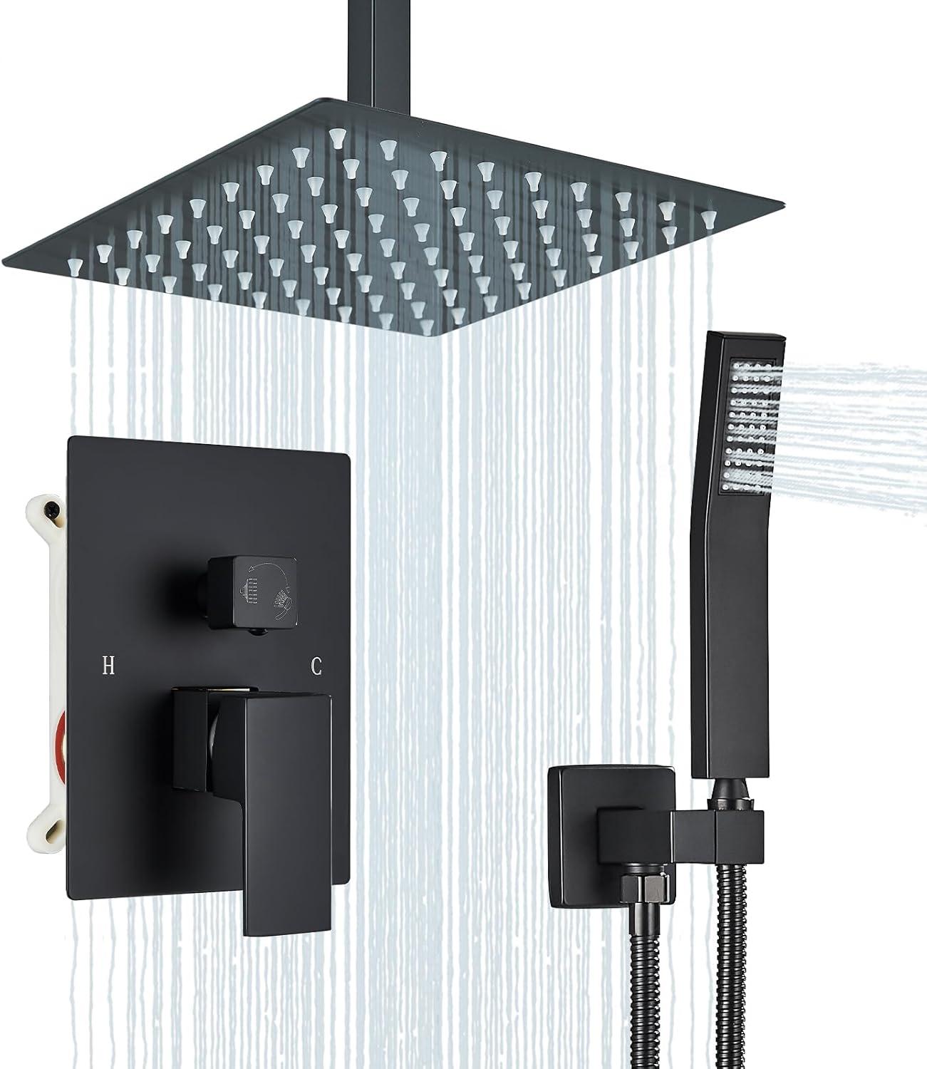 Matte Black 8-Inch Rainfall Shower System with Handheld Spray