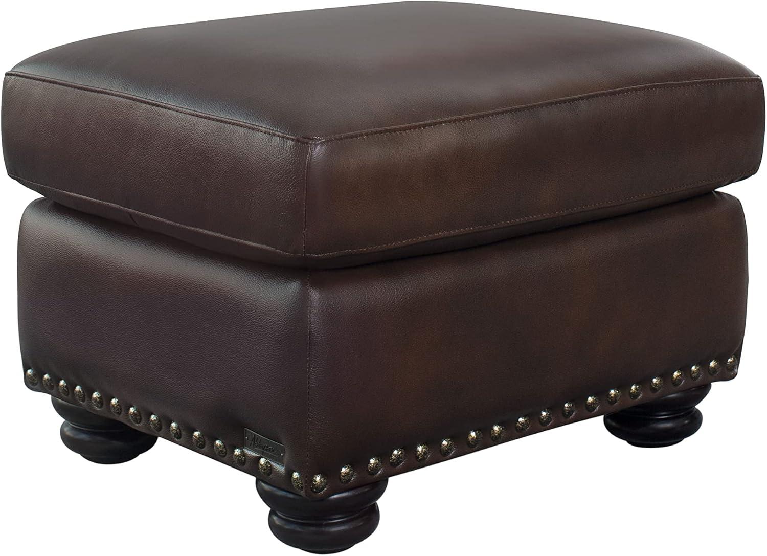 Austin Dark Brown Leather Rectangular Accent Ottoman