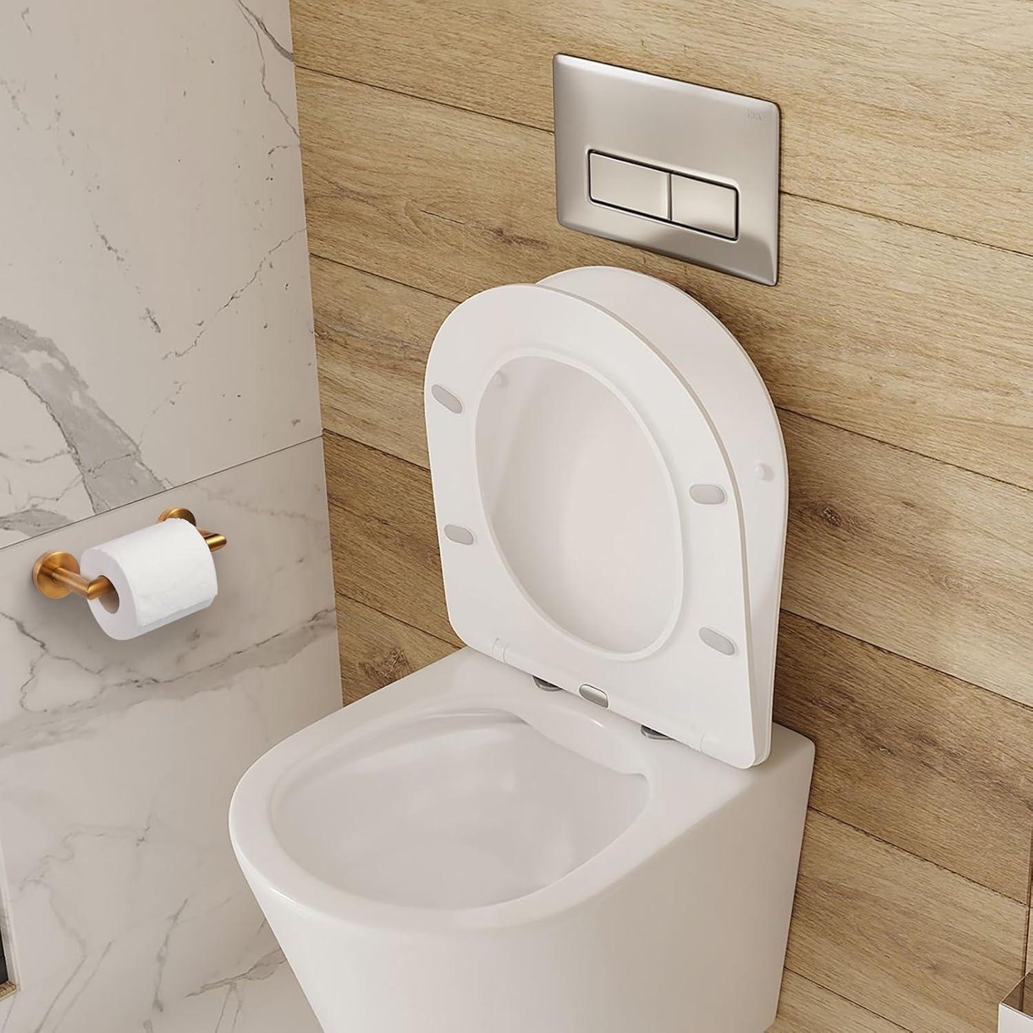 Fixsen Gold Toilet Paper Holder Bathroom Double Post Pivoting Tissue Roll Holder Stainless Steel and Zinc Alloy Wall Mount Detachable (Gold, 1)