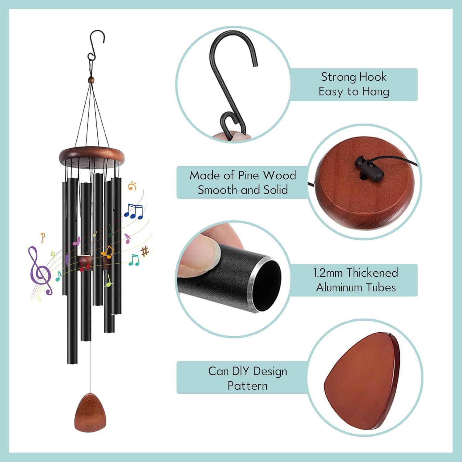 Large Aluminium Wind Chimes 37 Inches to Create a Zen Atmosphere Suitable for Outdoor, Garden, Patio Decoration. Classic Wind Chimes with Wind