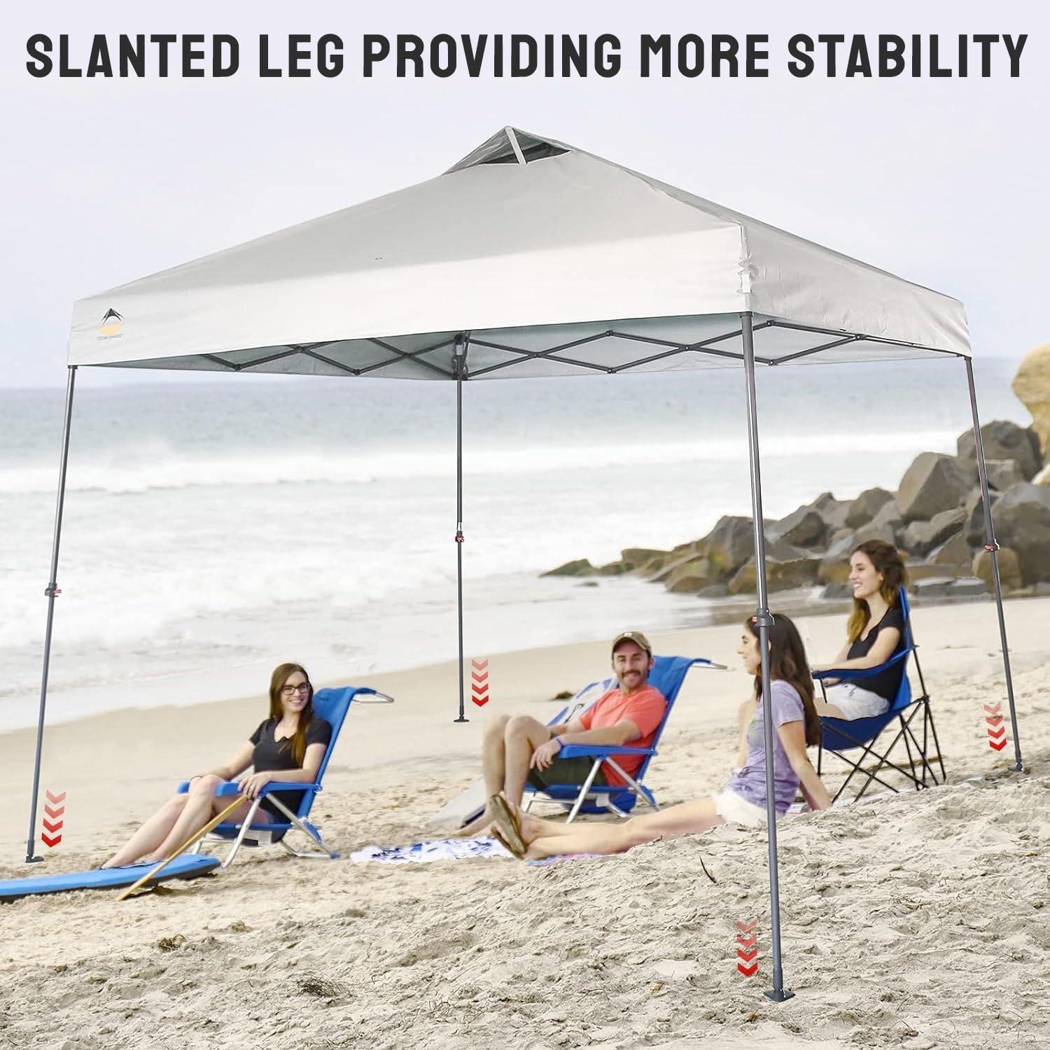 9x9 Pop Up Canopy Tent with Roller Bag – Slant Leg Outdoor Shade for Events & Camping White