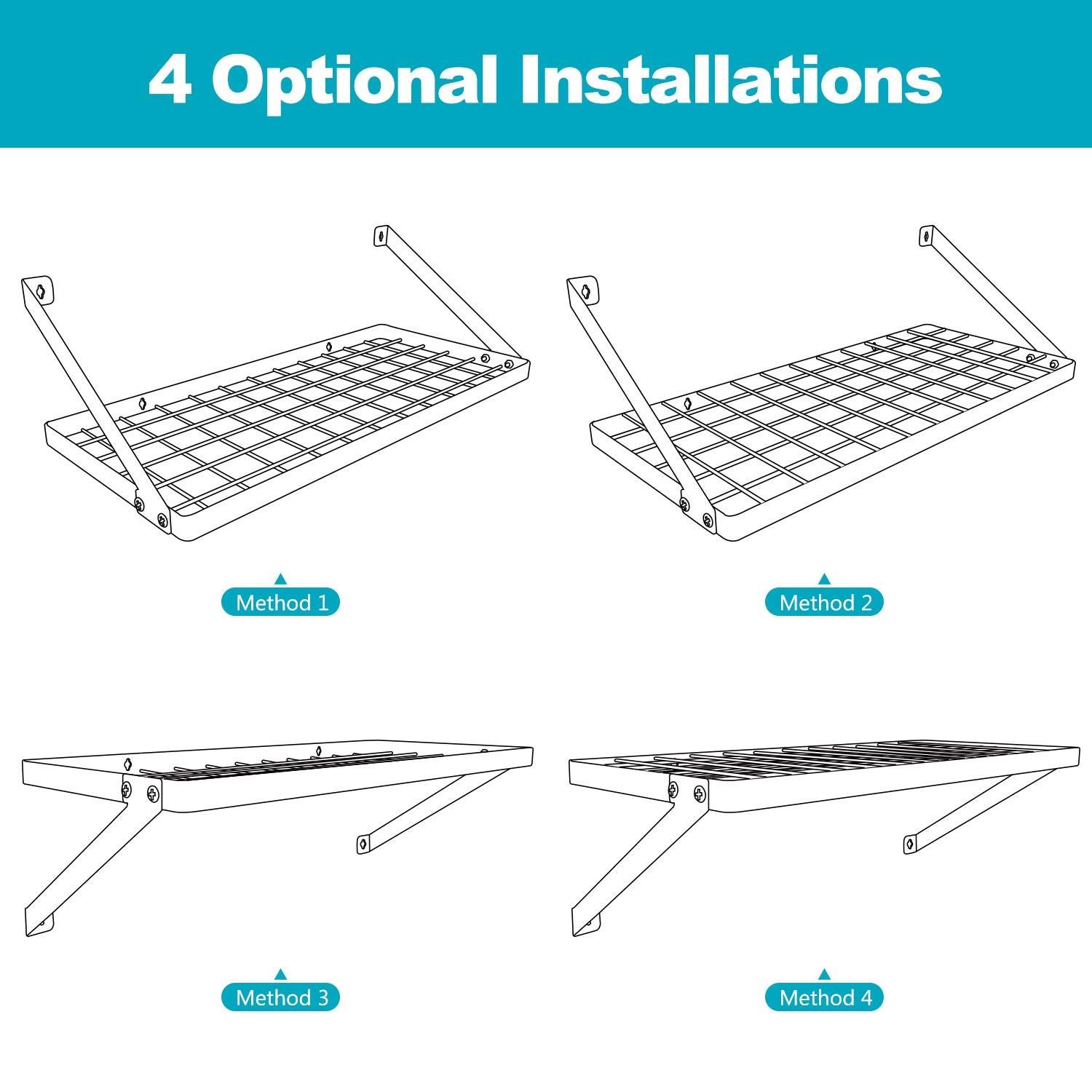 Vdomus Hanging Pots and Pans Organizer - Wall Mounted Pot Rack with 15 Hooks, 29.3 x 13 Inch Heavy-Duty Cookware Organizer for Kitchen Storage - Ideal Pot and Pan Holder with Square Grid Design, Black