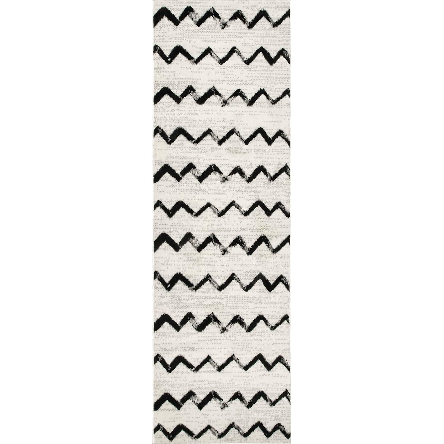 Nuloom Addison Chevron 7x9 Indoor Area Rug for Living Room Bedroom Dining Room Kitchen, Grey/Ivory
