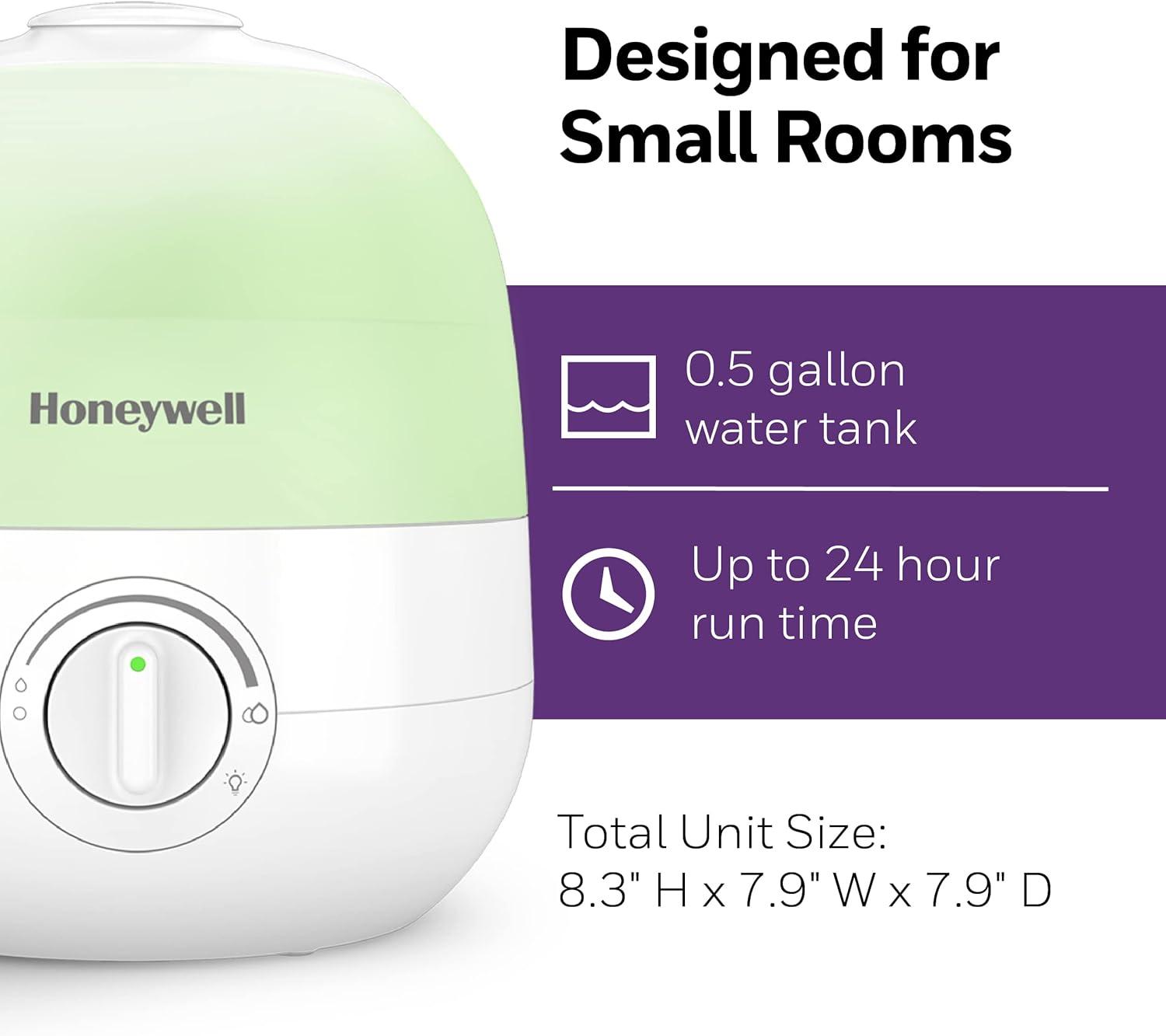 Honeywell Ultra Glow Light Changing Humidifier and Diffuser: Cool Mist, 24-Hour Run, No Filter, 100-300 sq. ft. Coverage