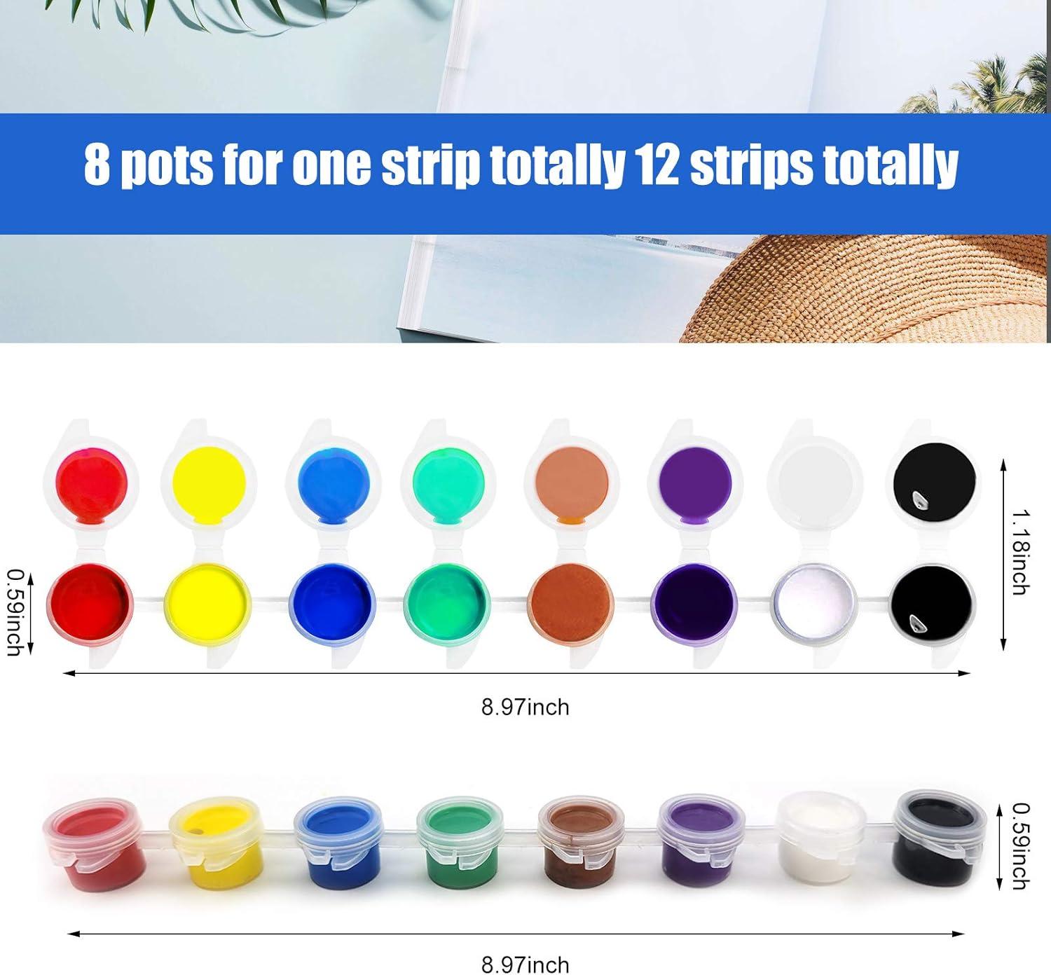 Acrylic Paint Strips For Kids&Adults,Bulk Set of 12 Washable Filled Paint Sets in 8 Colors,With 12 Paintbrushes,Painting Art Supplies Craft Paint Pots for Home Birthday Party Favors (Brown Purple)