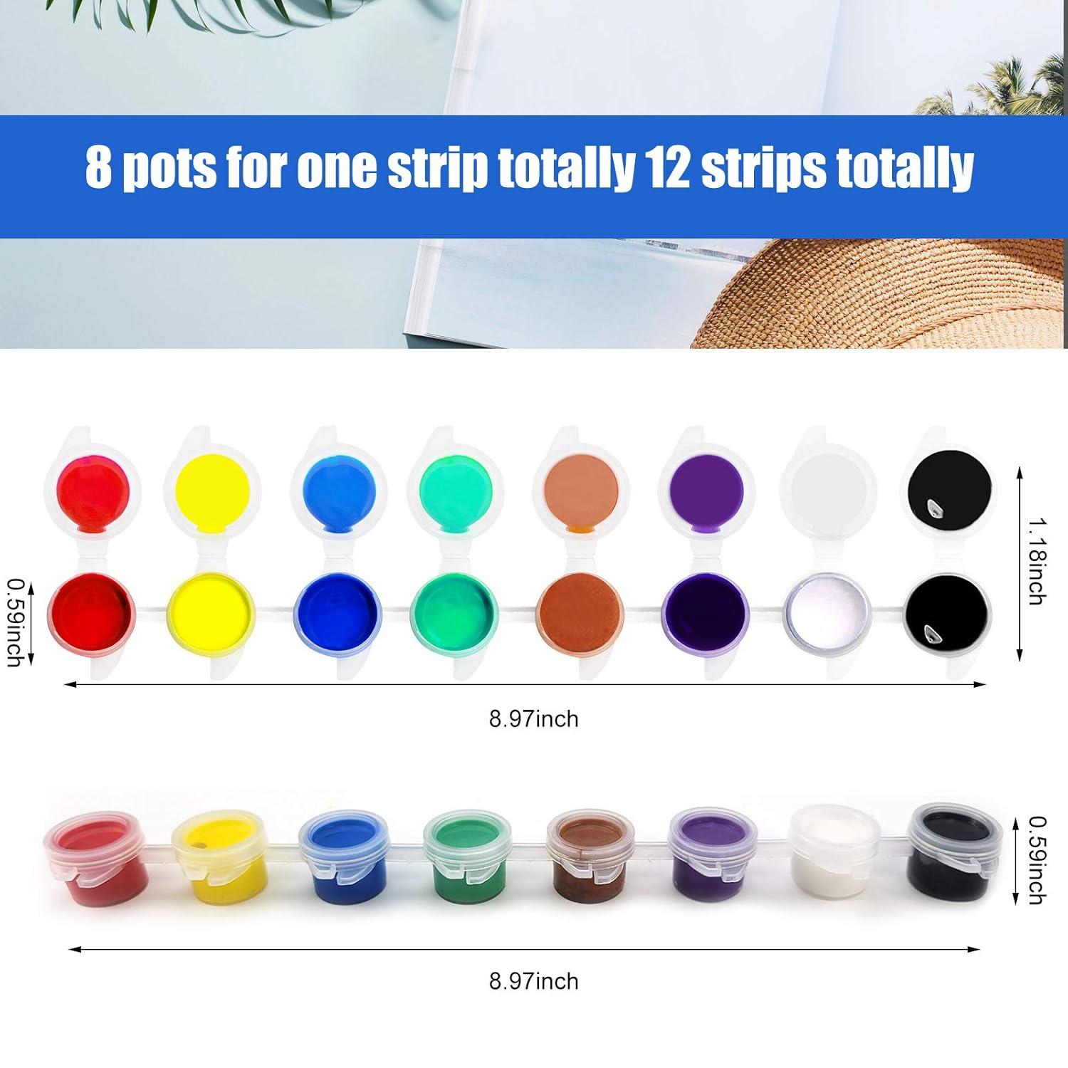 Acrylic Paint Strips For Kids&Adults,Bulk Set of 12 Washable Filled Paint Sets in 8 Colors,With 12 Paintbrushes,Painting Art Supplies Craft Paint Pots for Home Birthday Party Favors (Brown Purple)