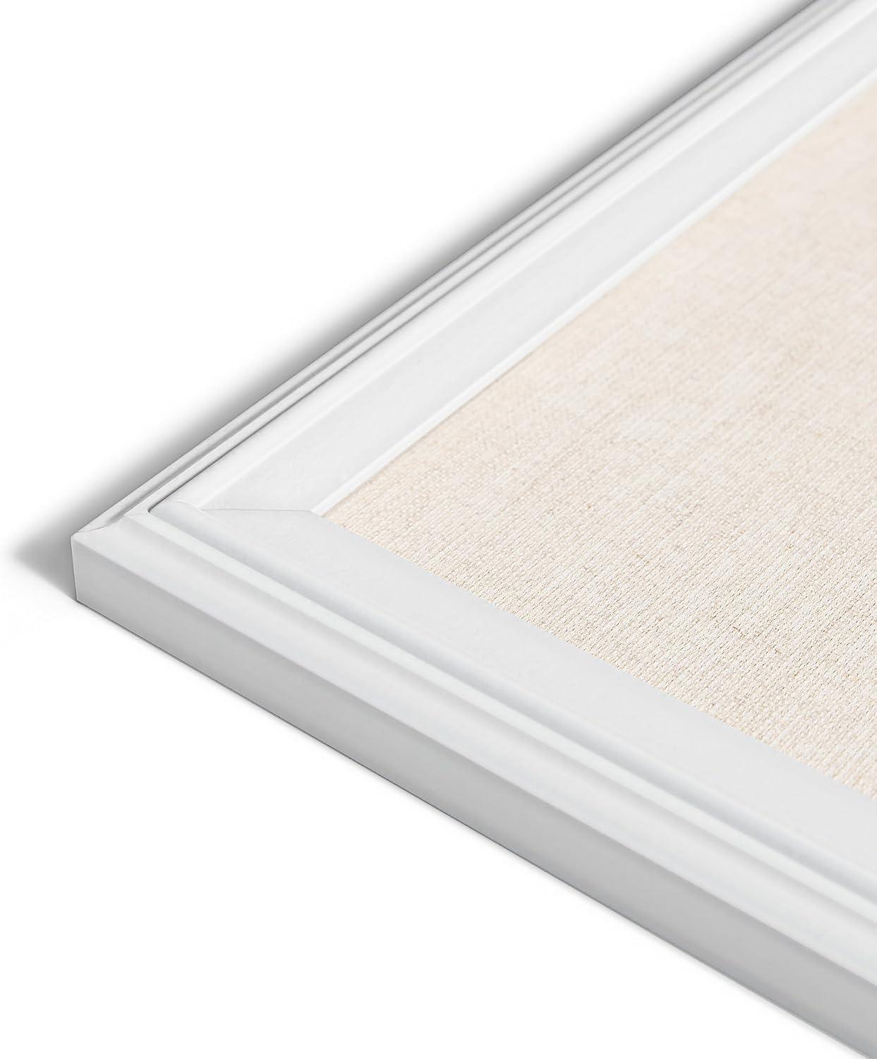 White Wood Frame Linen Covered Corkboard, 30" x 20"