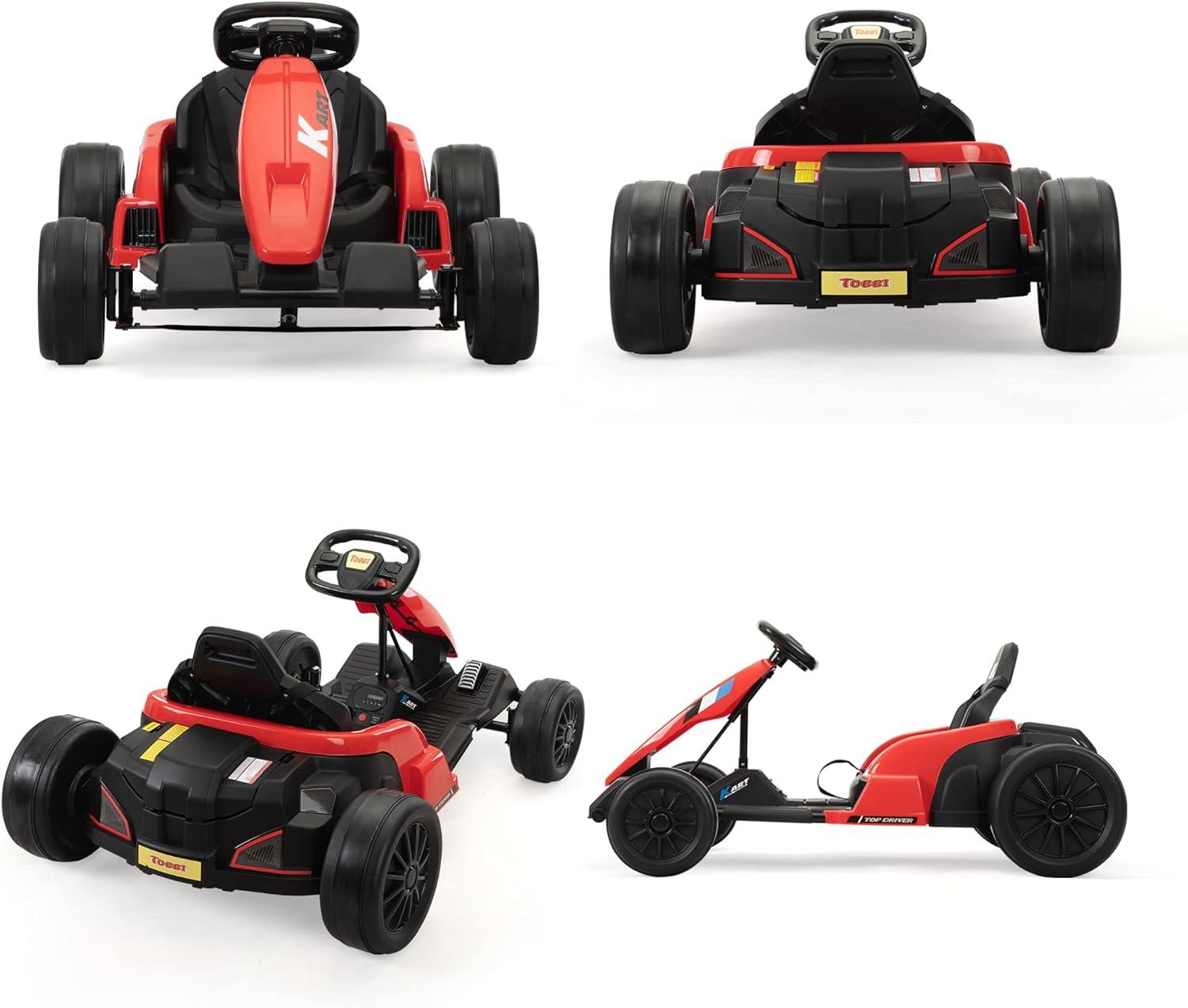 24V Red Electric Drifting Go-Kart with Safety Gear