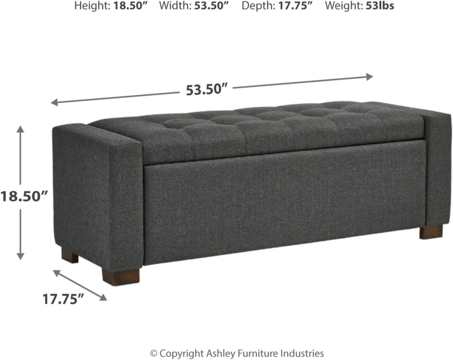 Transitional Charcoal Gray Tufted Storage Bench with Brown Wood Legs