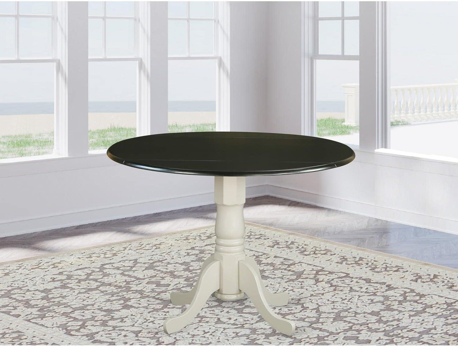 East West Furniture Dublin Traditional Wood Dining Table in Black/White