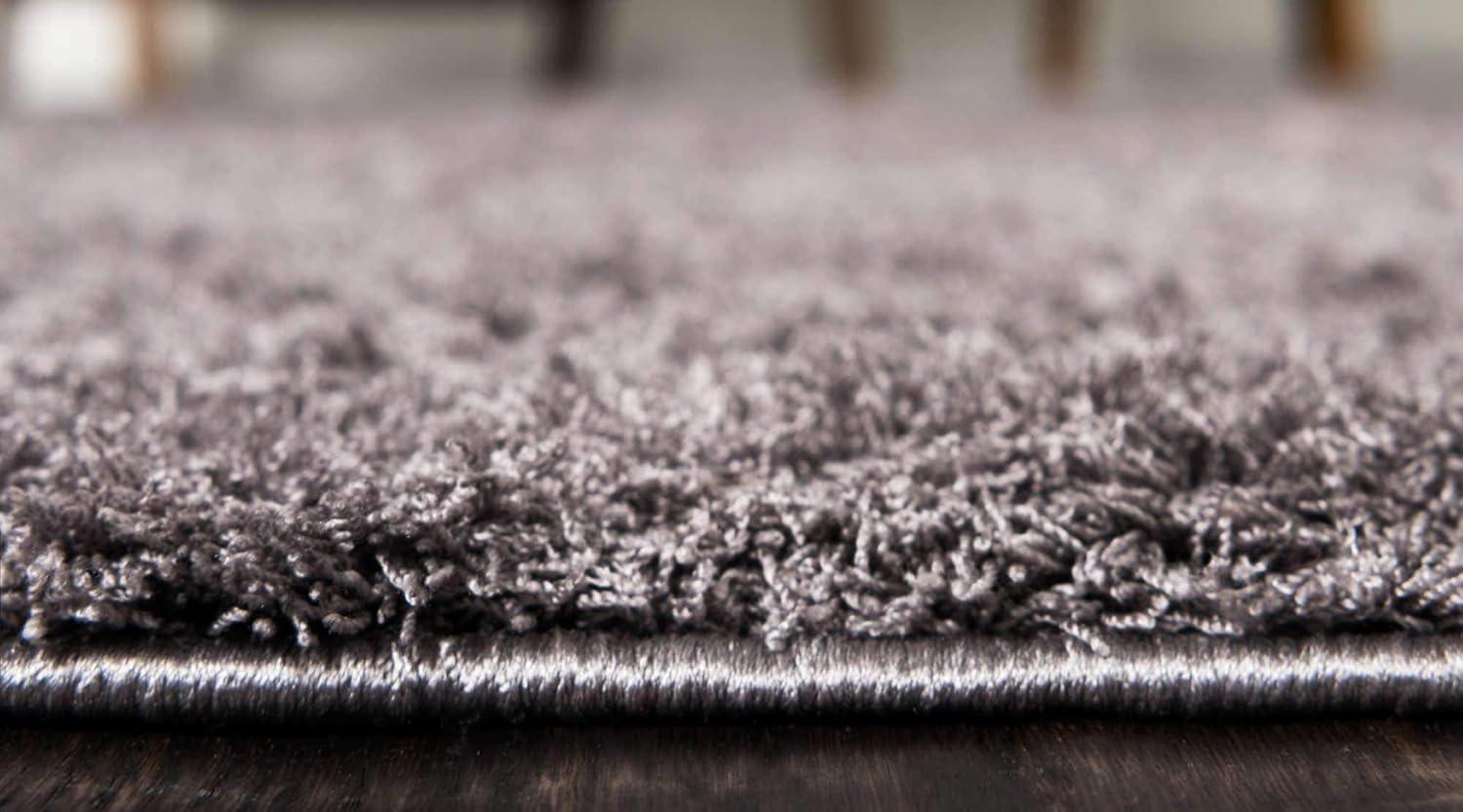 Unique Loom Sky Studio Solid Shag Rug Dark Gray/Gray 5' 1" x 8' Rectangle Solid Minimalist Perfect For Living Room Bed Room Dining Room Office