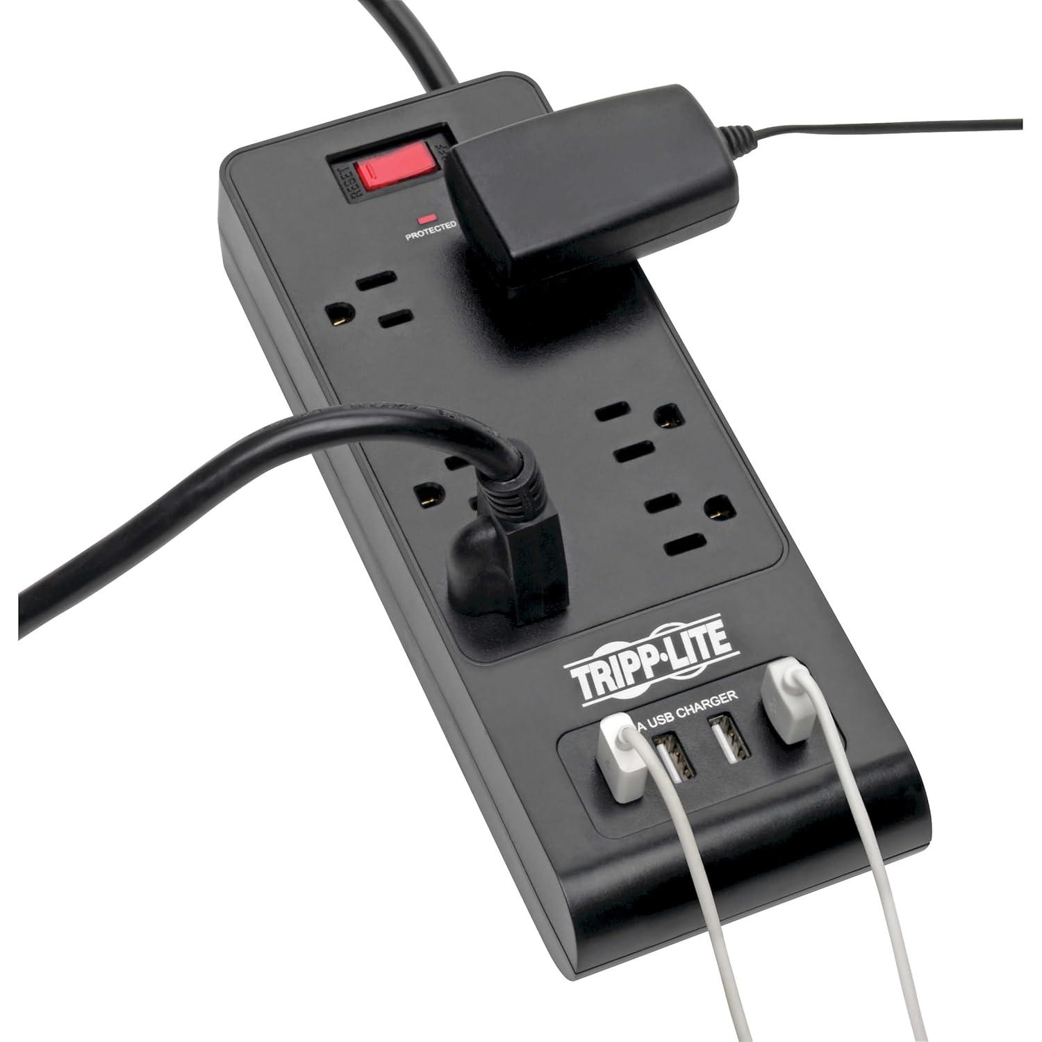 Tripp Lite TLP664USBB Protect It! 6-Outlet Surge Protector with 4 USB Ports, 6ft Cord