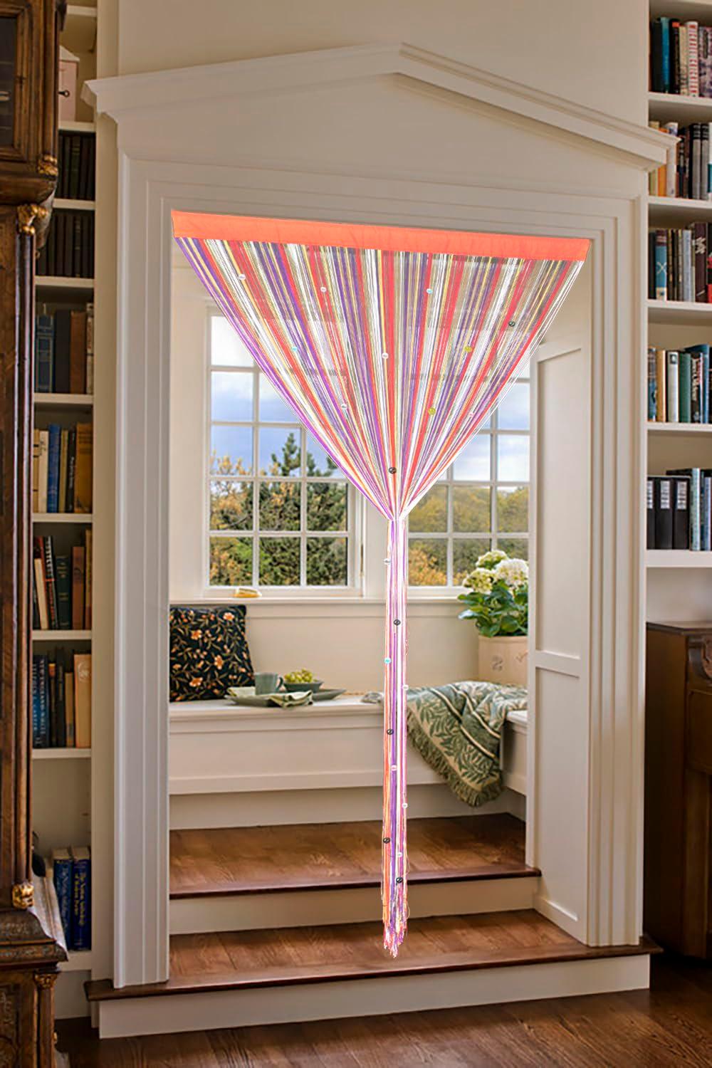 YIIBAII Beaded Curtain Beaded Curtains for Doorways Crystals Suitable for Interior Decoration and Partitions Hippy Closet Curtains (Rainbow, 39"x79")