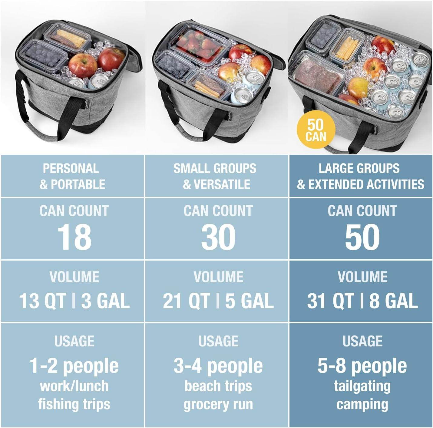 CleverMade Collapsible Tahoe Cooler - 50 Can - Heather Cool Gray/Midnight Black