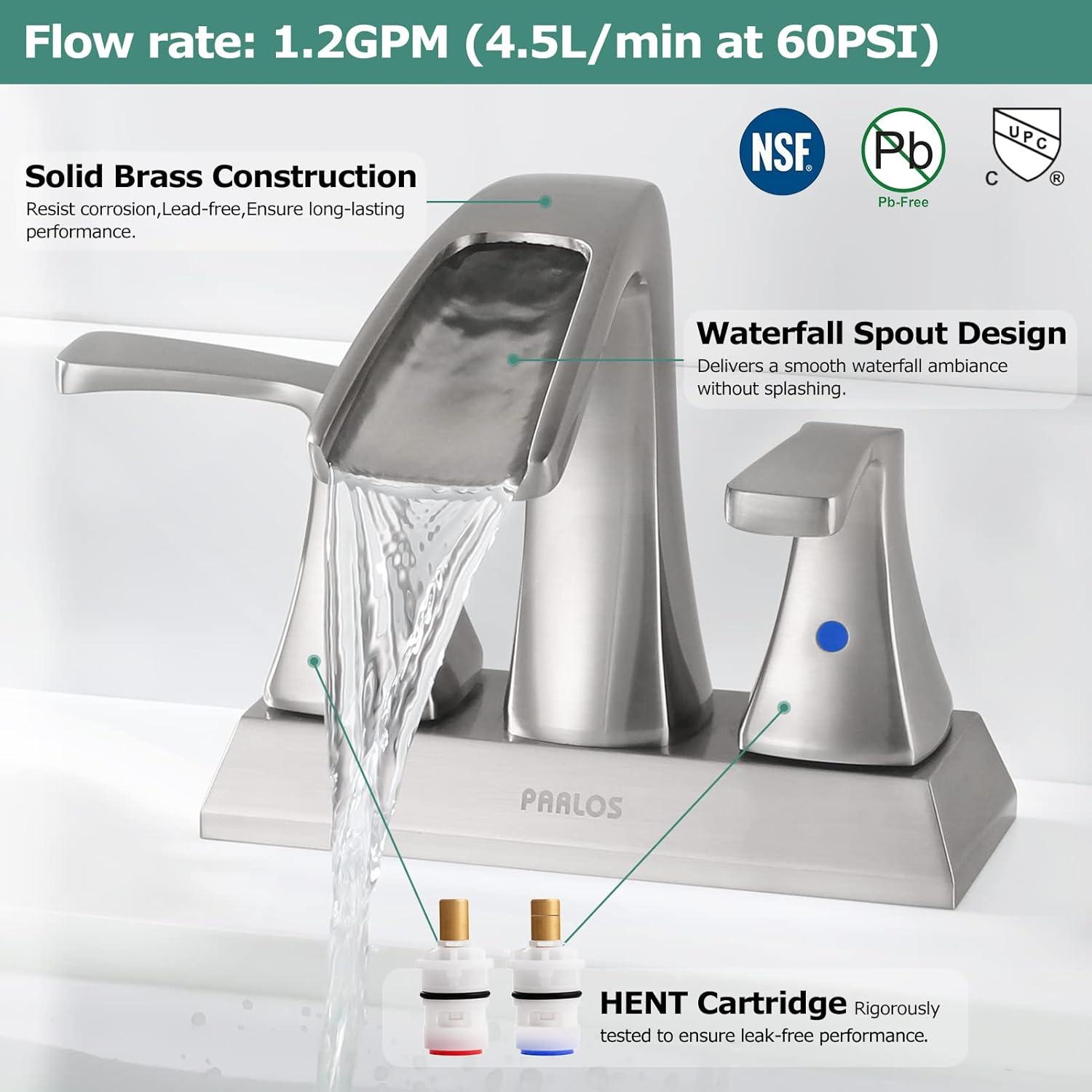 Doris Waterfall Centerset 2-handle Bathroom Faucet with Drain Assembly