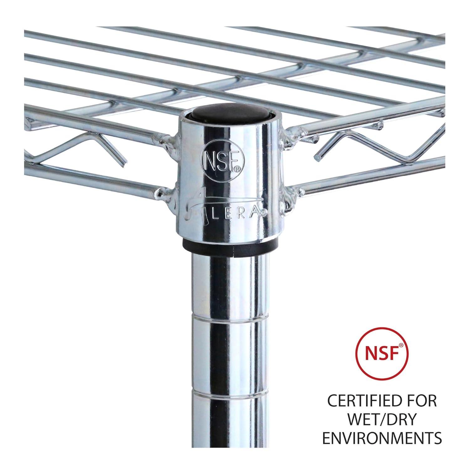 Alera 5-Shelf Wire Shelving Kit with Casters and Shelf Liners, 36w x 18d x 72h, Silver