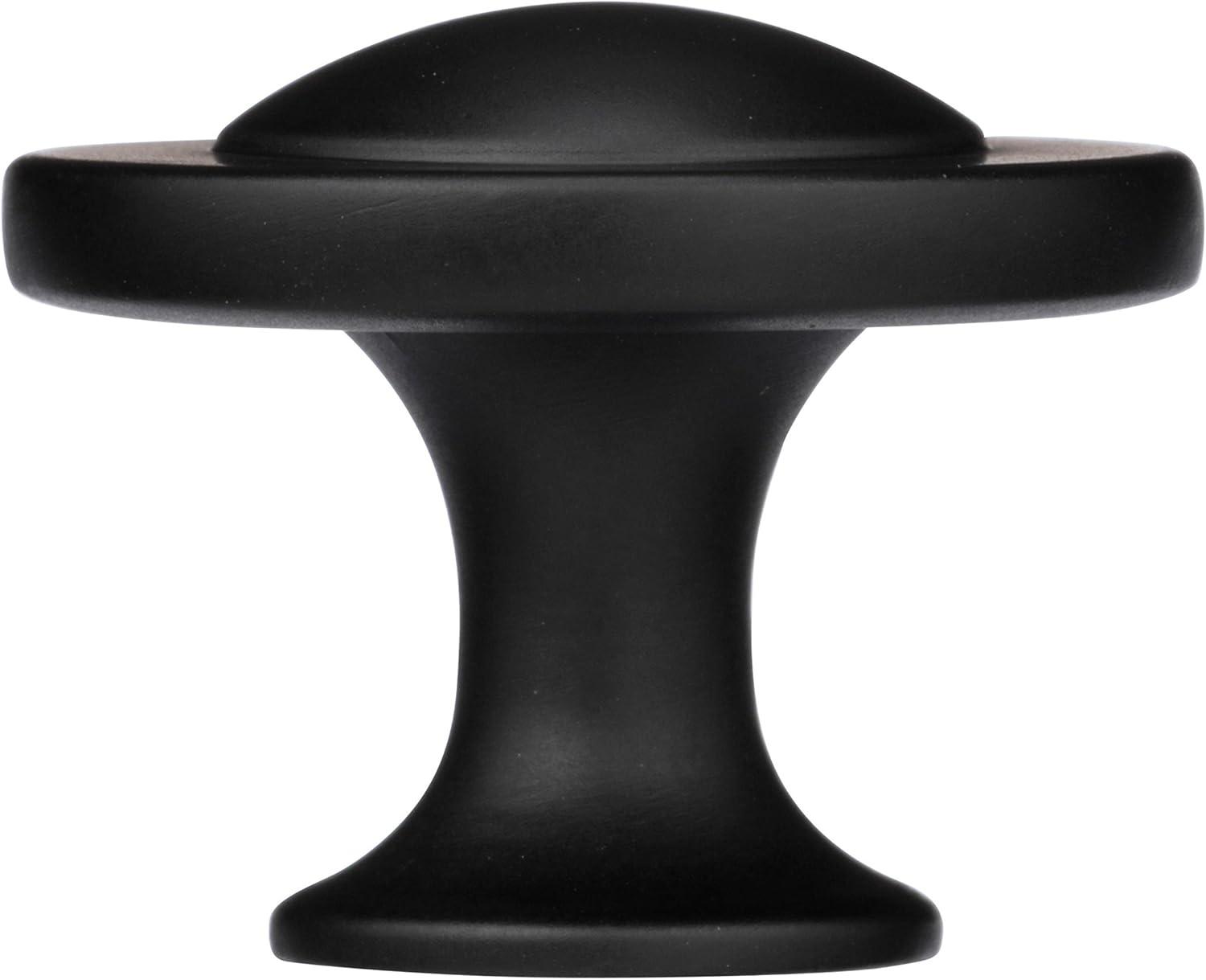 Matte Black Round Cabinet Knob with Mounting Hardware, 1-1/4 Inch