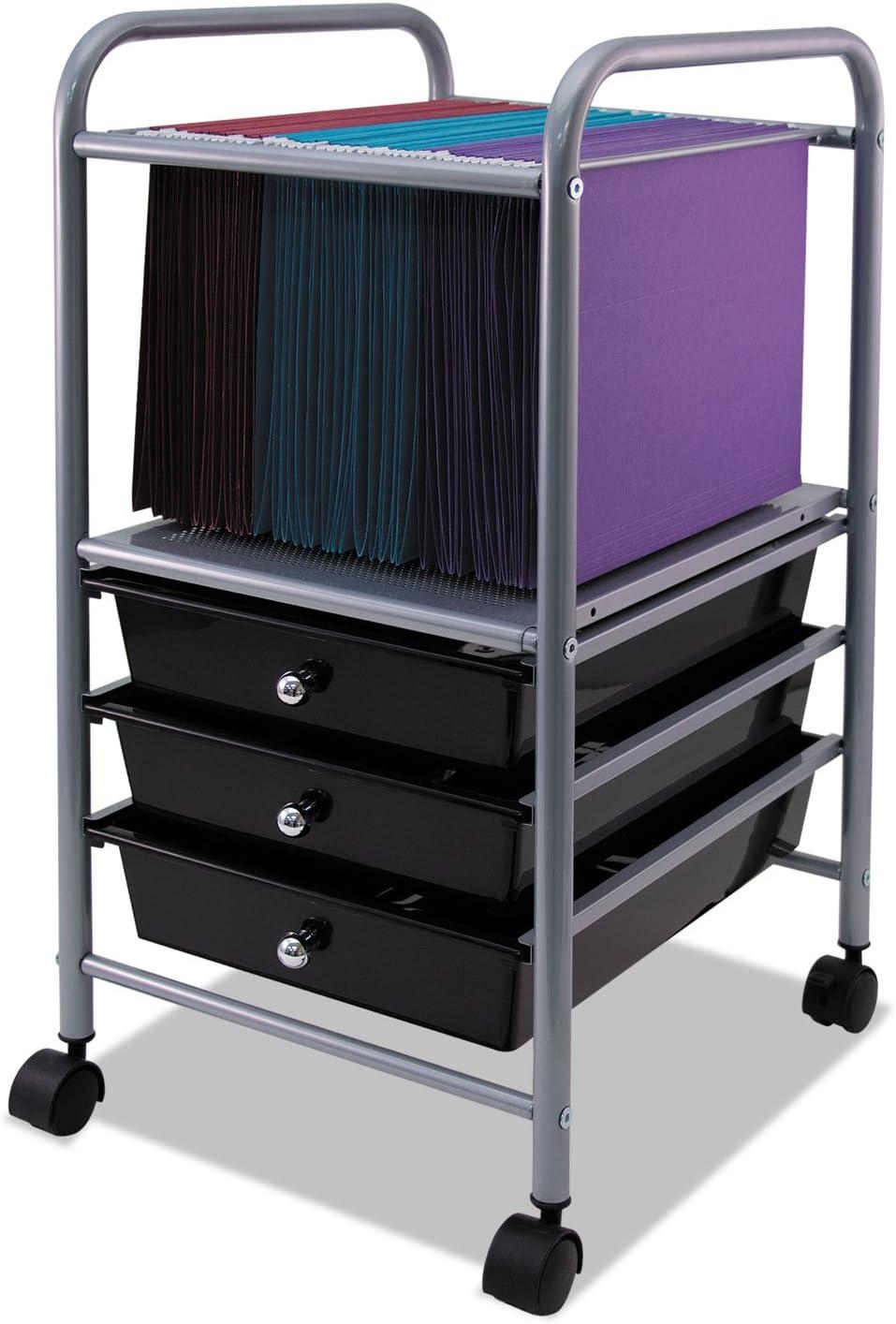 Advantus Slim Profile Mobile File Cart, 13w x 15.75d x 26.25h, Black/Matte Gray