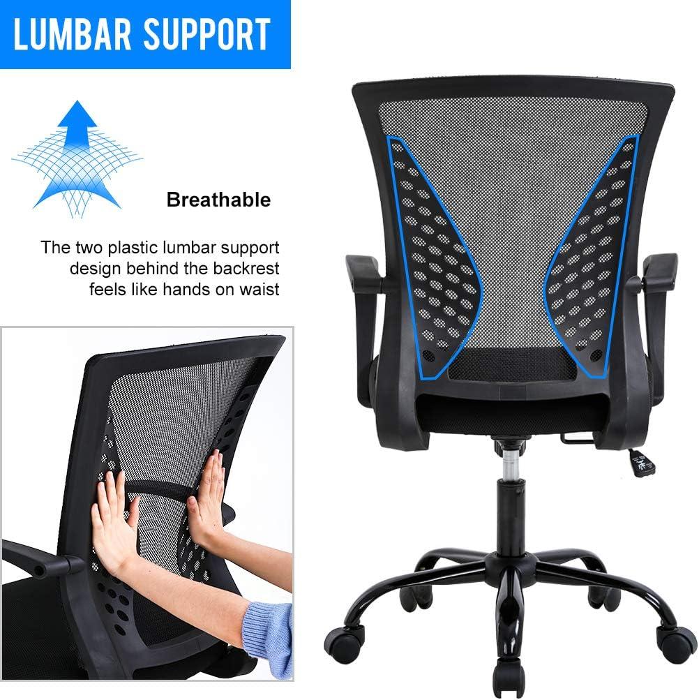 BestOffice Ergonomic Office Chair, Lumbar Support, Adjustable Height with Armrests for Adults(Black)