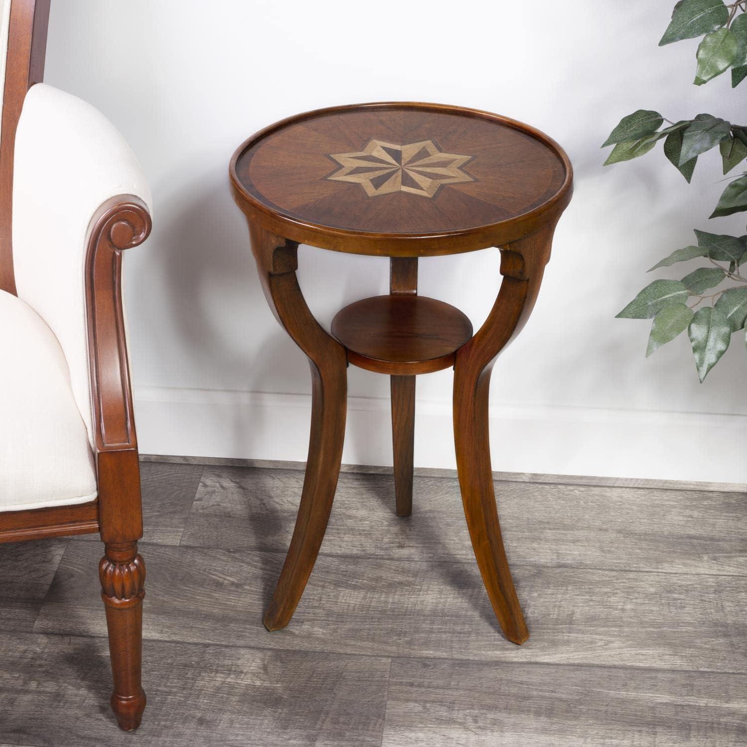 Dalton Cherry Brown Round Accent Table with Splayed Legs