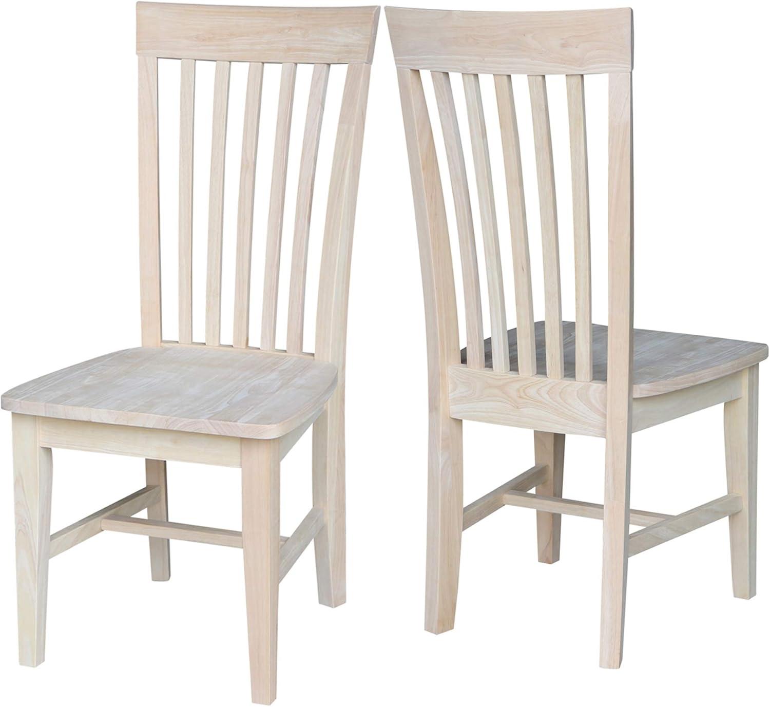 Set of 2 Tall Mission Chairs Wood/Unfinished - International Concepts: Solid Parawood, Kitchen Furniture