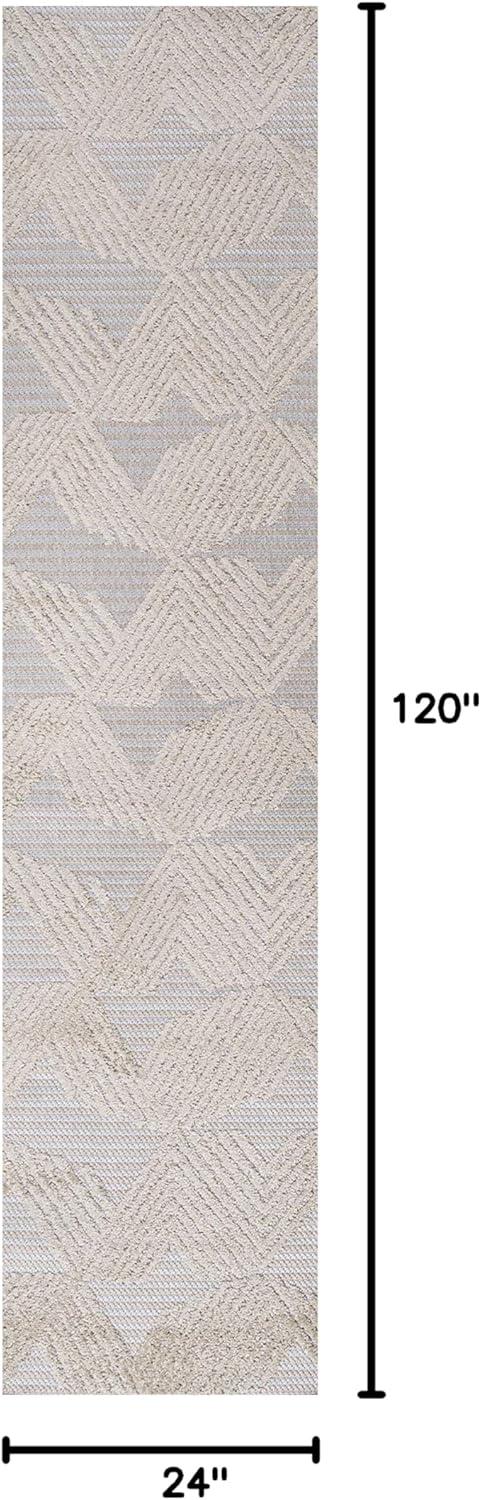 Jazz High-Low Pile Art Deco Geometric Indoor/Outdoor Area Rug  - JONATHAN Y