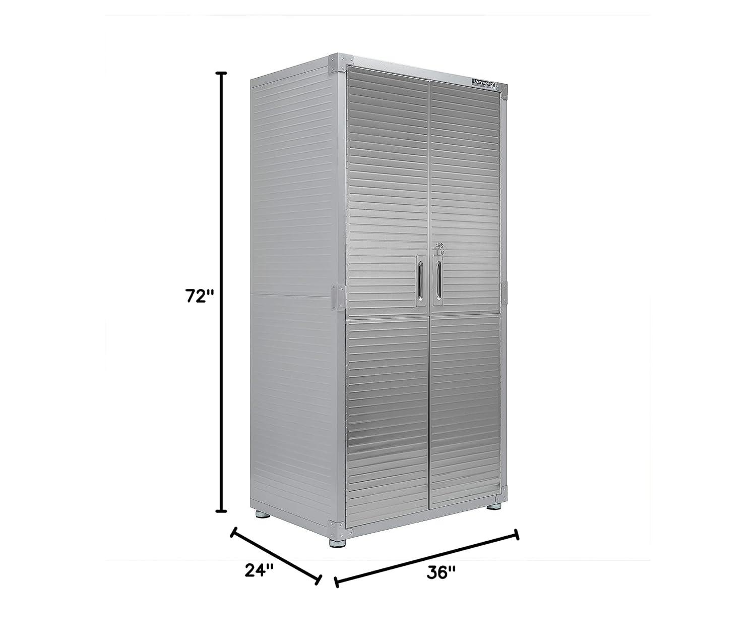 Seville Classics UltraHD Steel 2-Door Lockable Garage Storage Cabinet, 36 x 24 x 72, Granite Gray