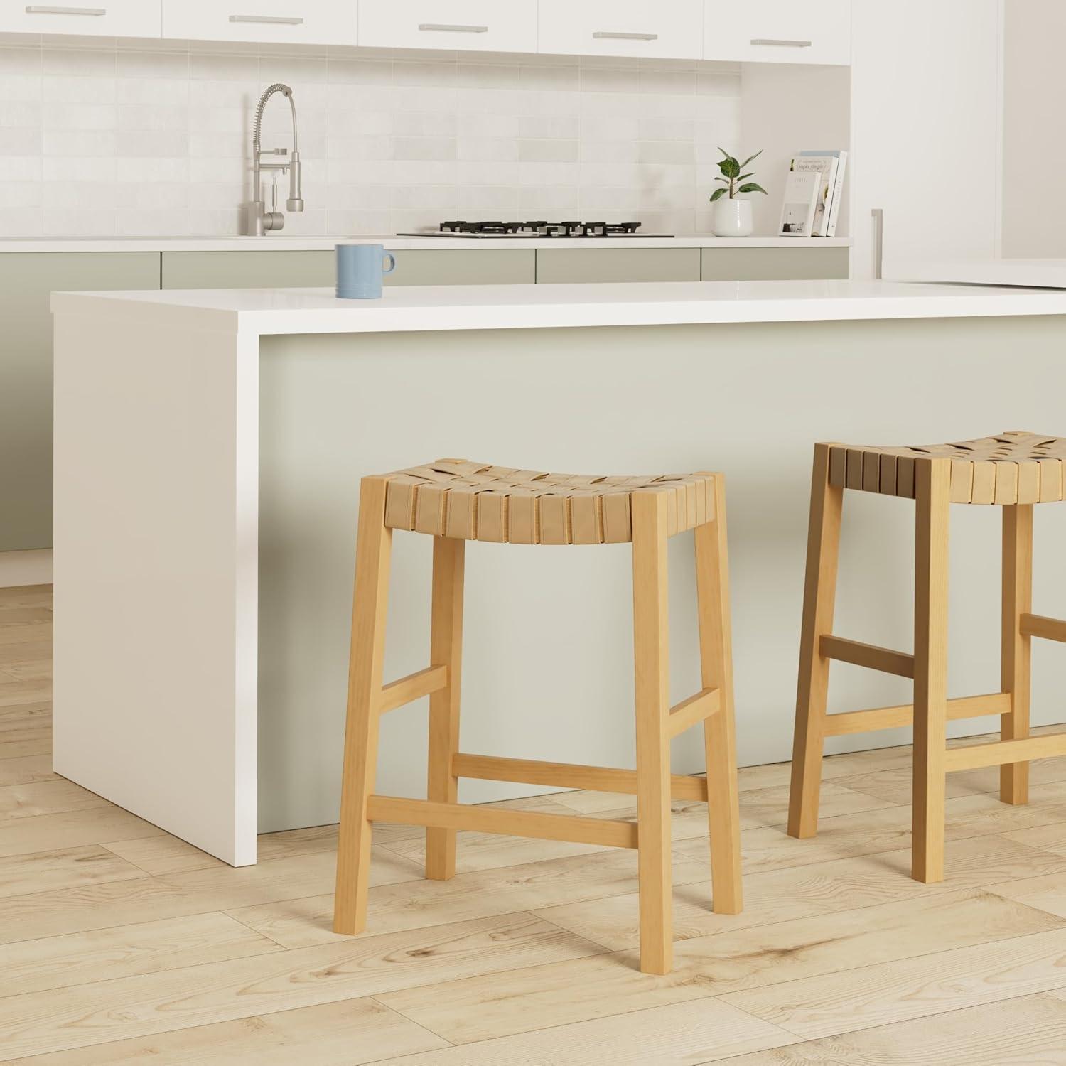 Maven Lane Emerson Kitchen Stool with Vegan Leather Upholstery