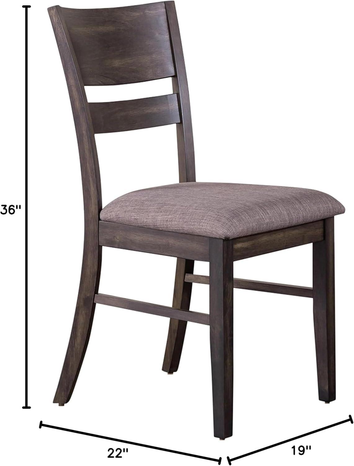 Roundhill Almeta Solid Wood Slat Back Upholstered Dining Chairs - Set of 2