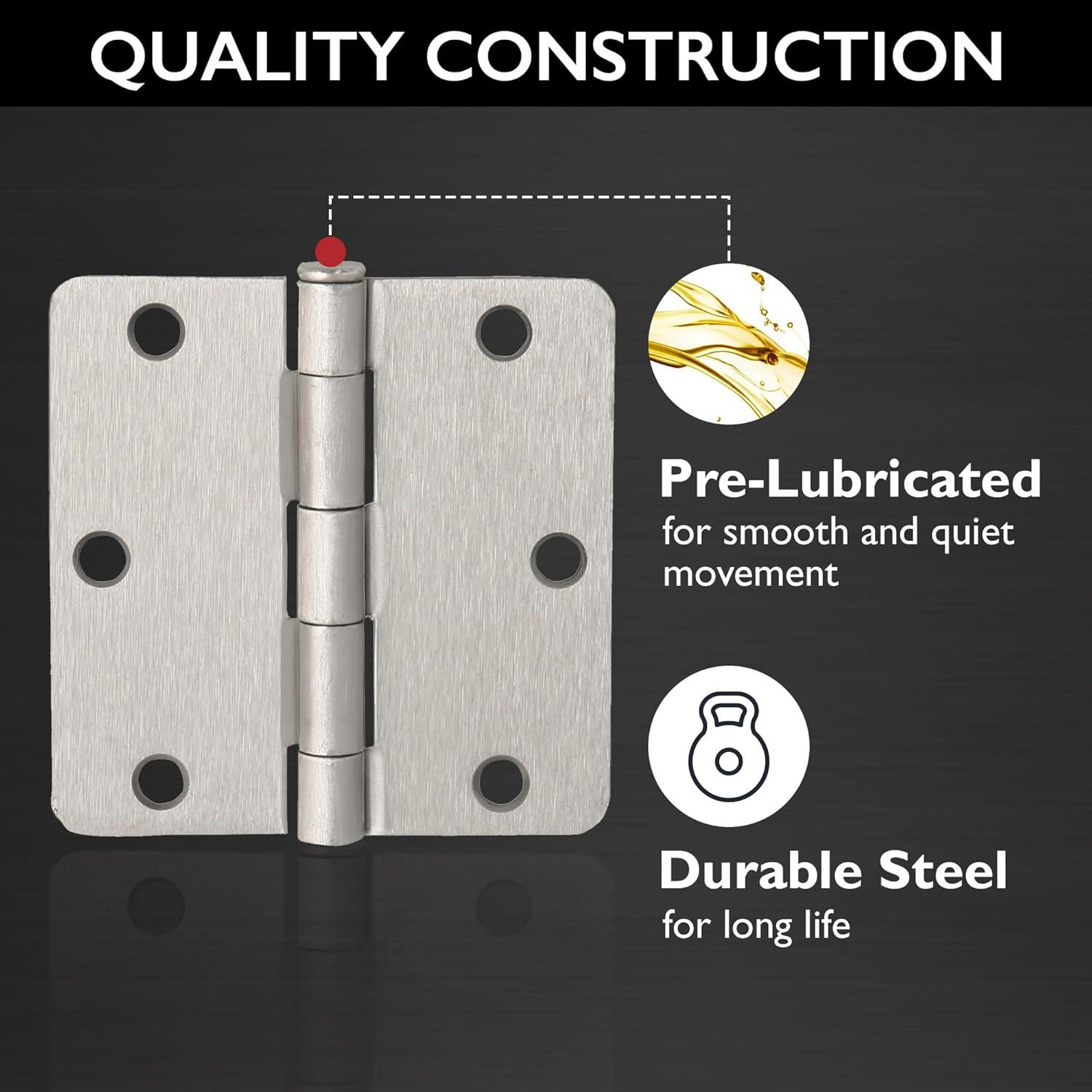 Design House Door Hinge In Satin Brass, 3.5-Inch, 5/8-Inch Radius, 9-Pack (Set of 9)